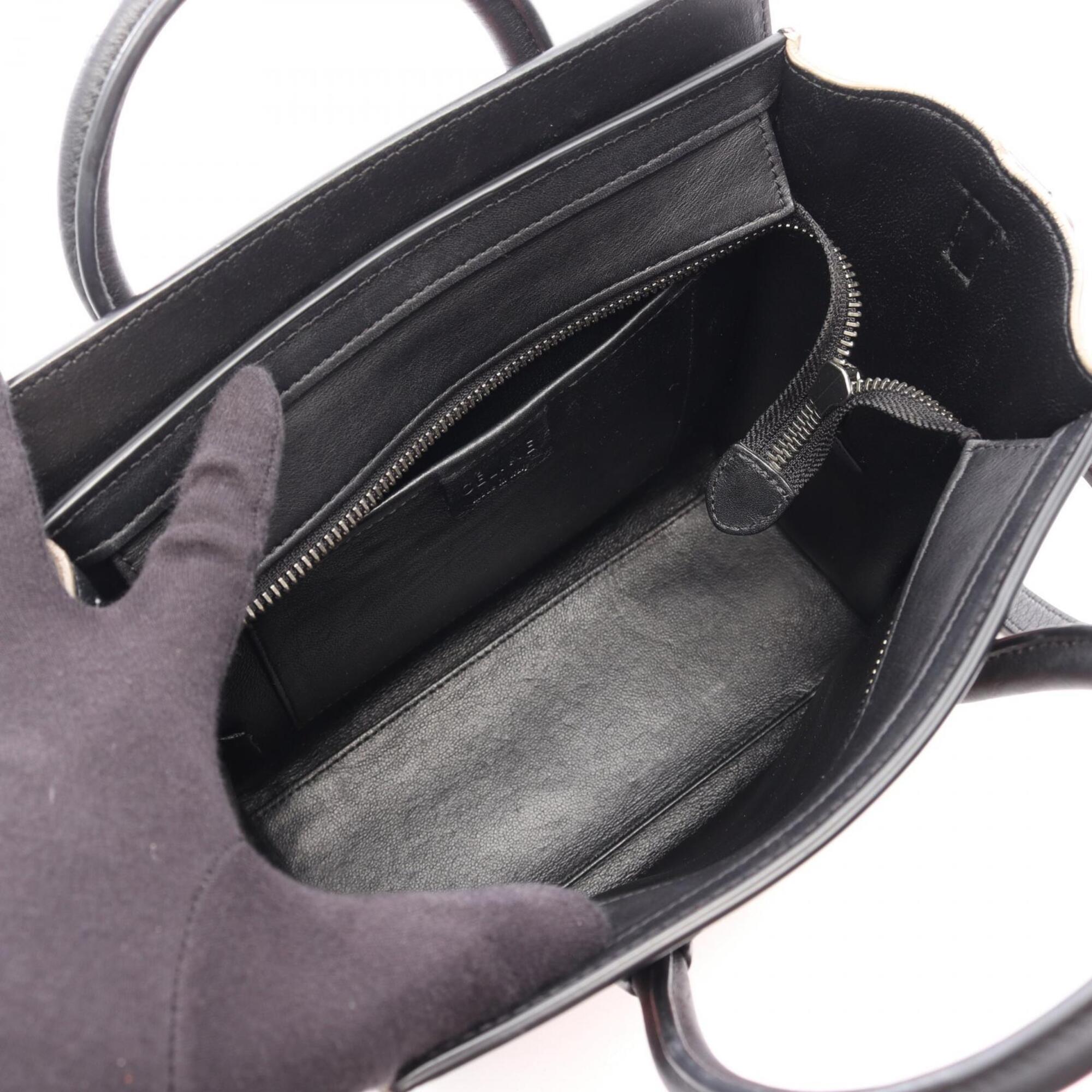 Celine Beige Black Orange Leather Handbag (Pre-Owned)