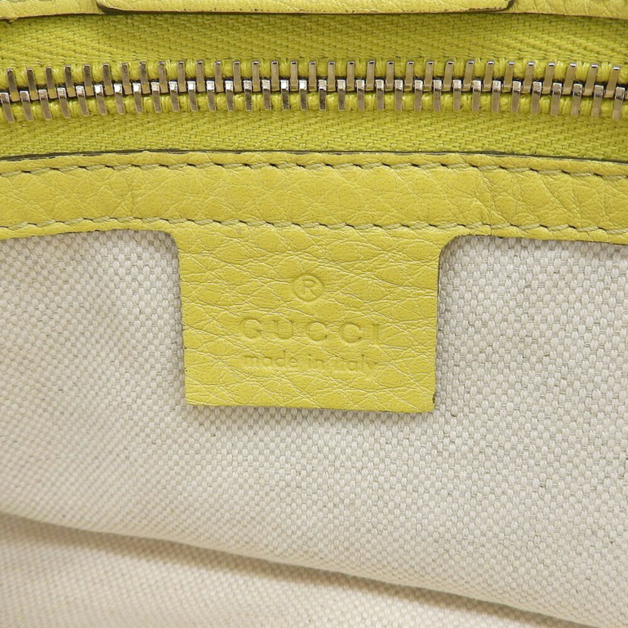 Gucci Yellow Bamboo Leather Handbag Shoulder Bag Tote Bag (Pre-Owned)