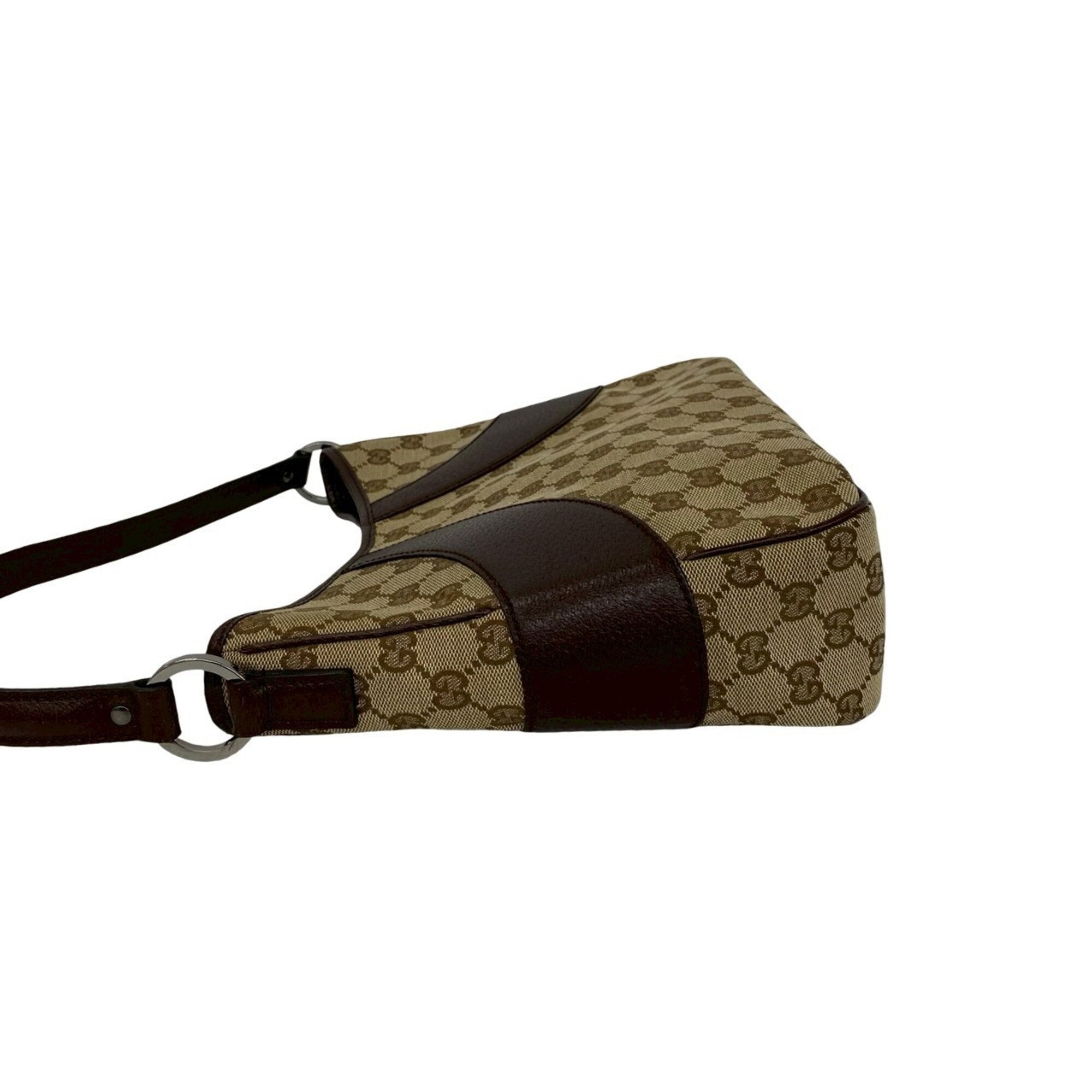 Gucci Brown Canvas Leather Handbag Shoulder Bag Tote Bag (Pre-Owned)