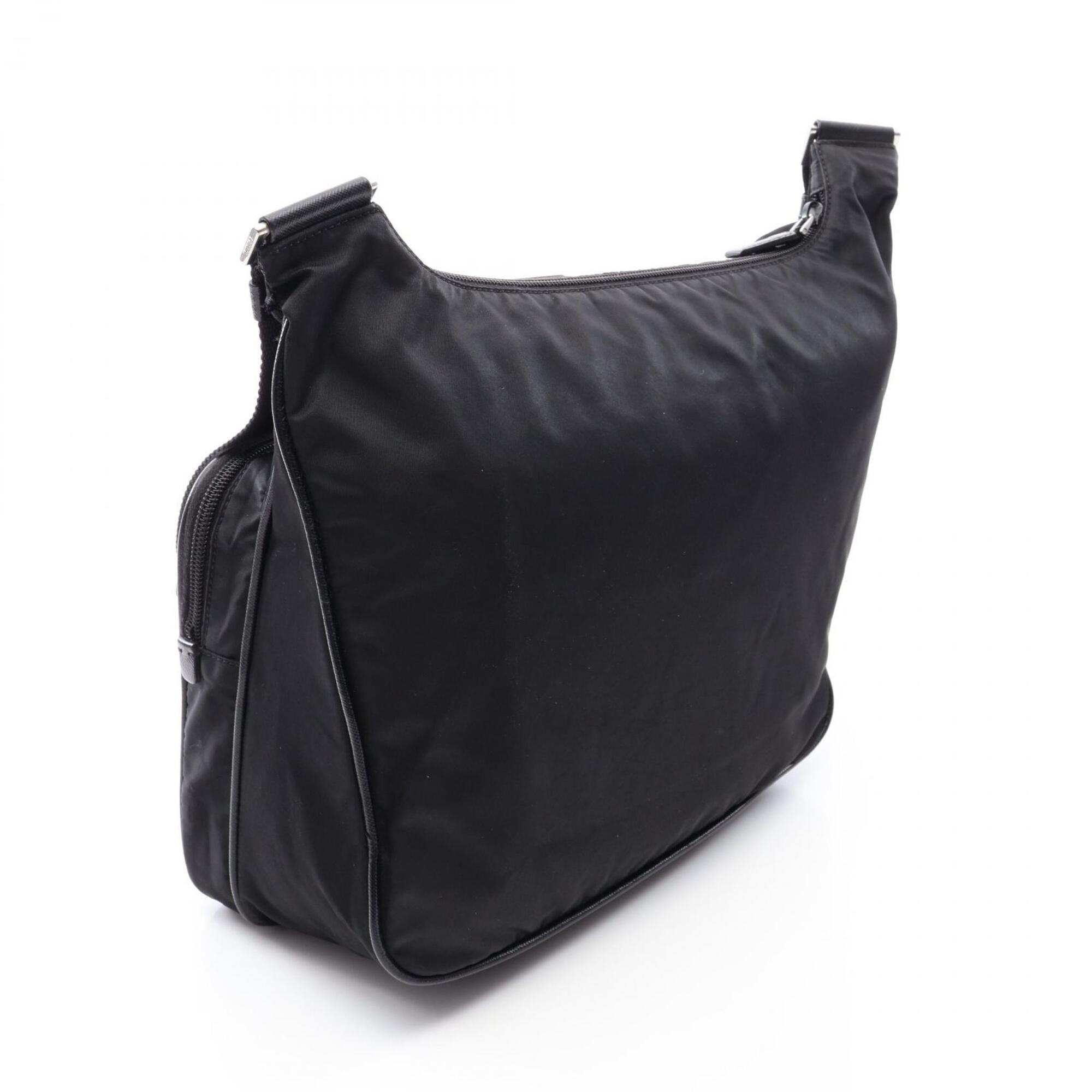 Prada Black Nylon Leather Handbag Shoulder Bag (Pre-Owned)