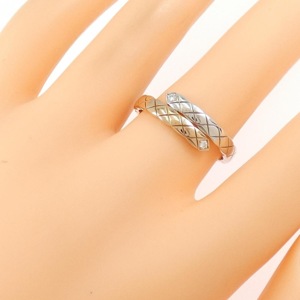 Chanel Pink Gold (18K) White Gold (18K) Band Ring (Pre-Owned)