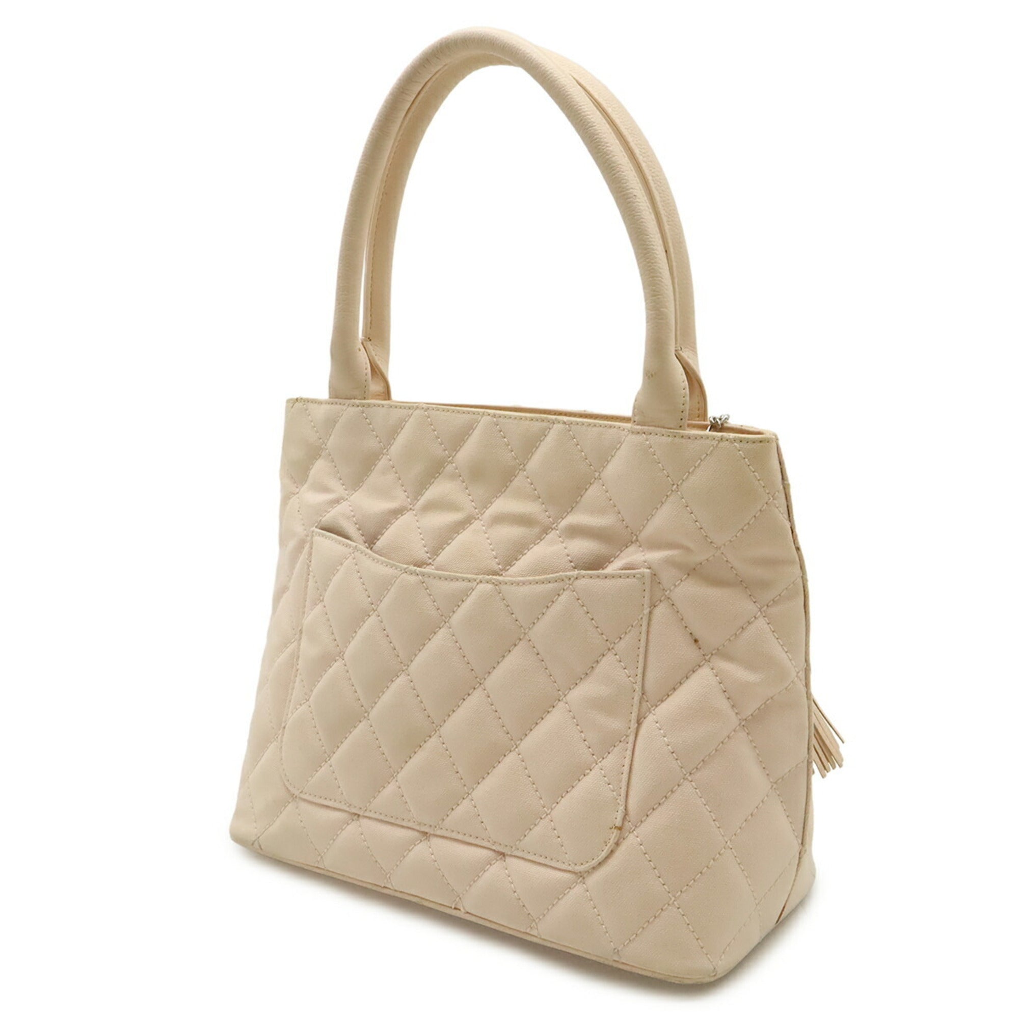 Chanel Matelasse Pink Canvas Leather Shoulder Bag Tote Bag (Pre-Owned)