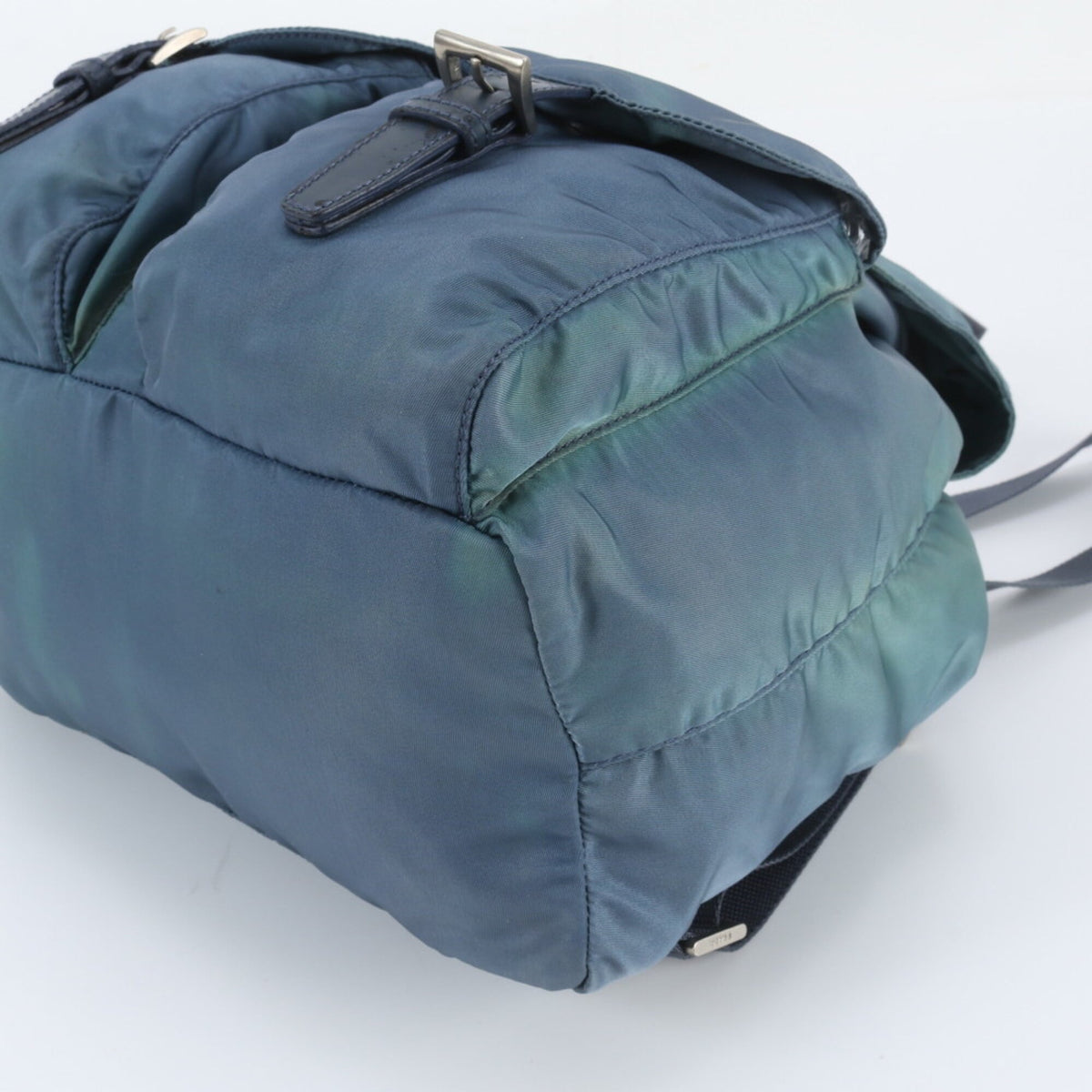 Prada Blue Leather Nylon Backpack Shoulder Bag (Pre-Owned)