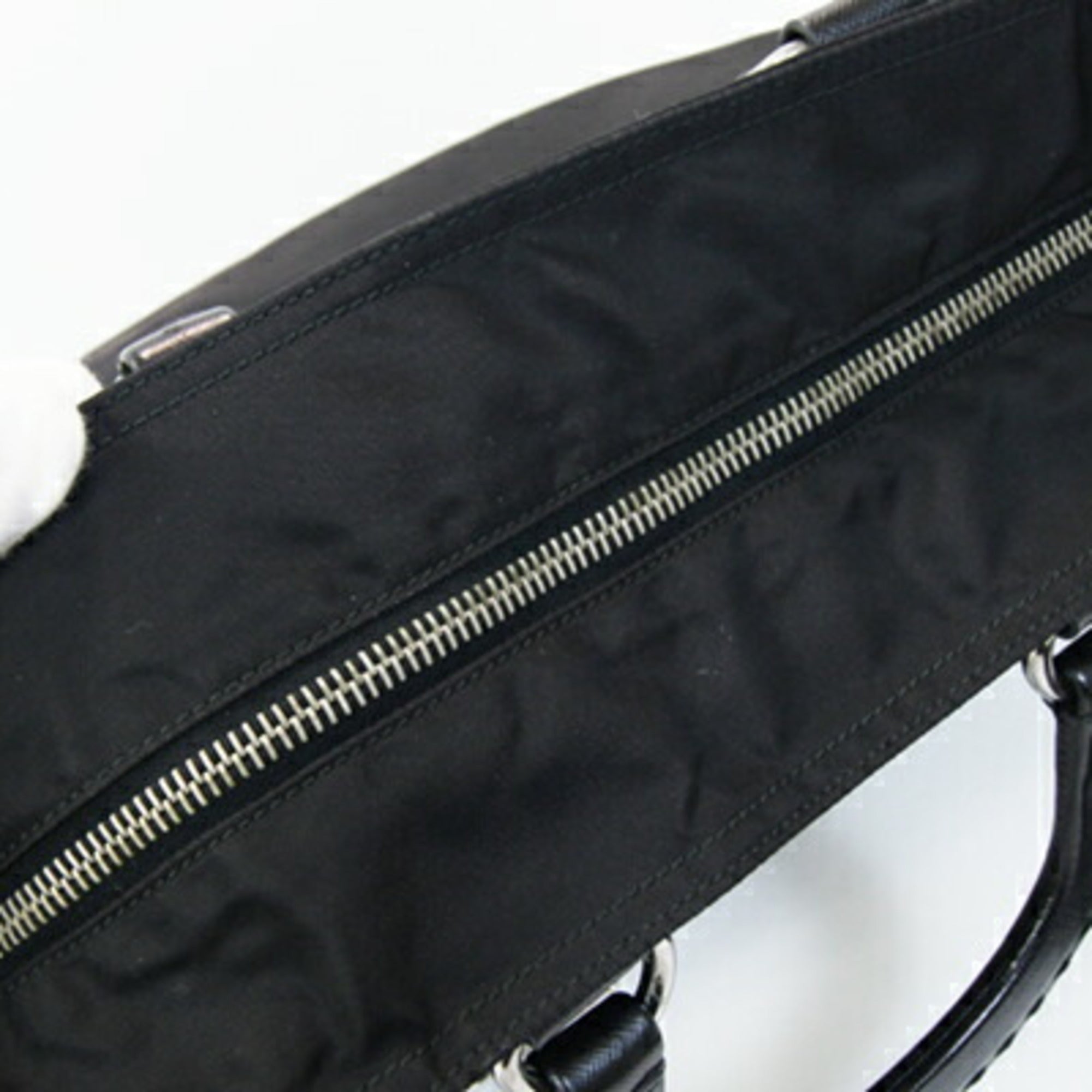 Prada Black Nero Nylon Leather Handbag Shoulder Bag (Pre-Owned)