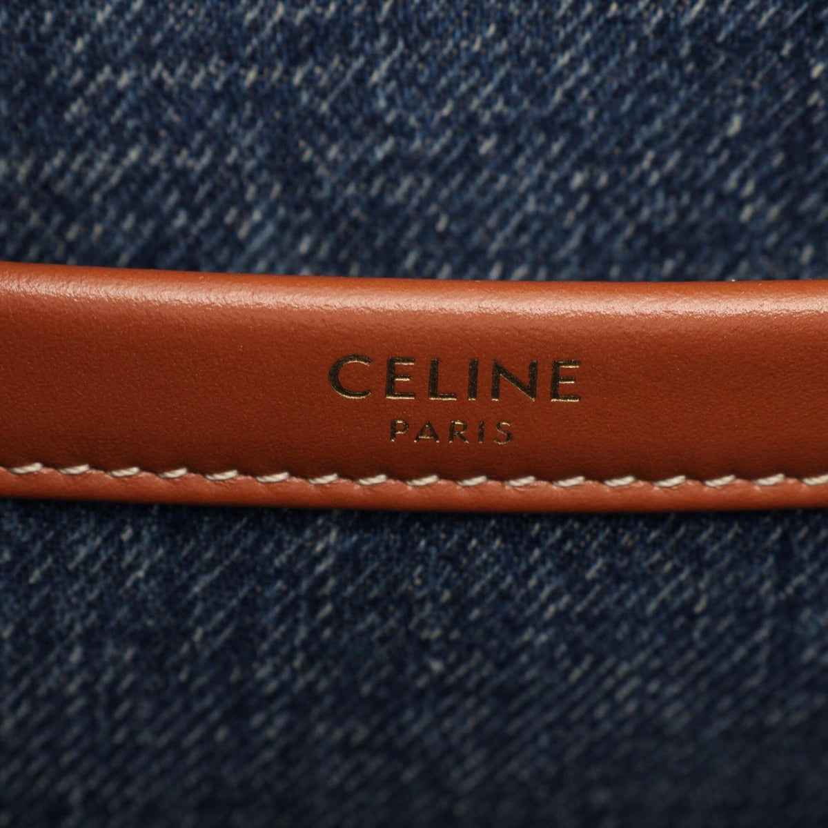 Celine Cabas Brown Navy Denim Leather Handbag Tote Bag (Pre-Owned)