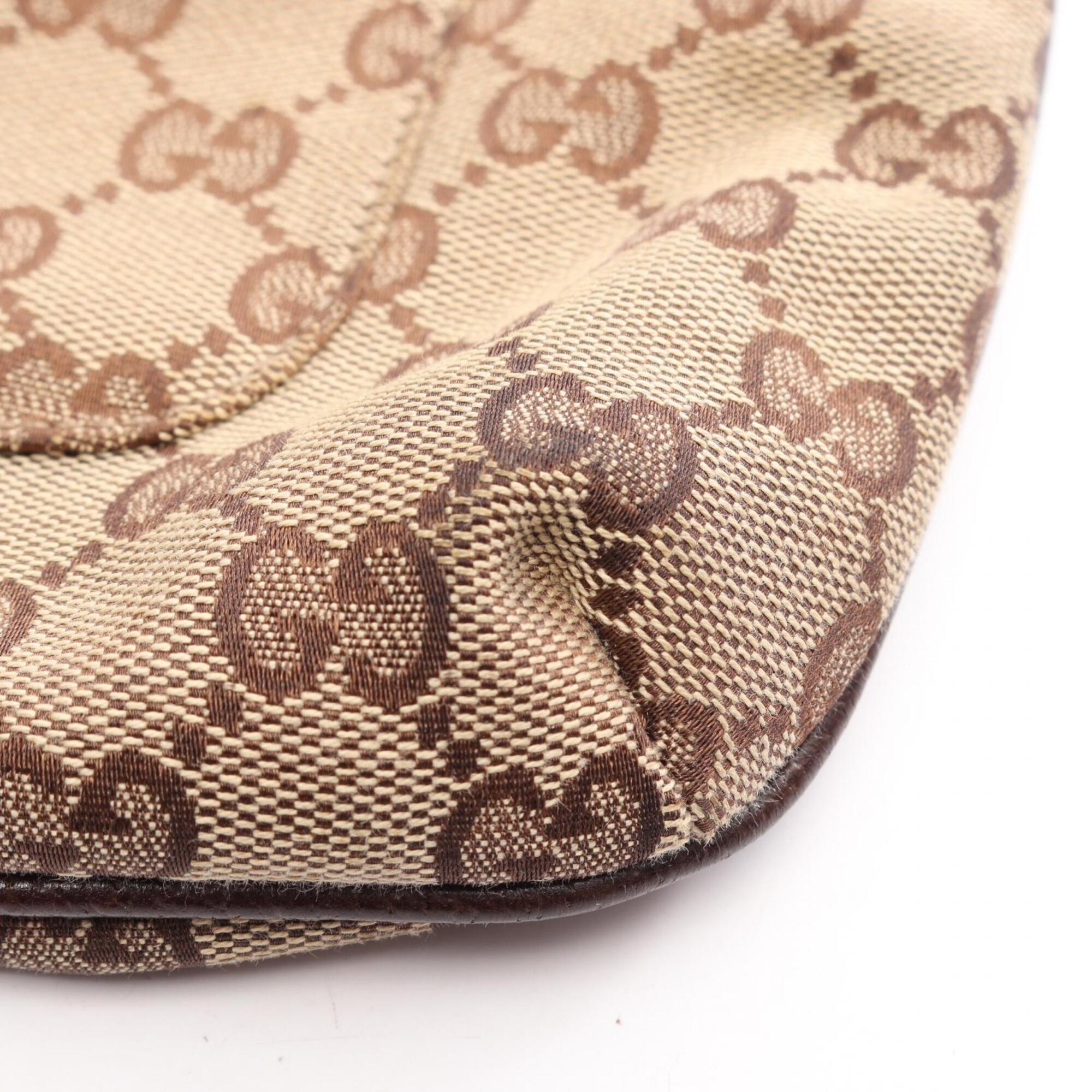 Gucci Beige Brown Gg Canvas Leather Handbag Shoulder Bag (Pre-Owned)