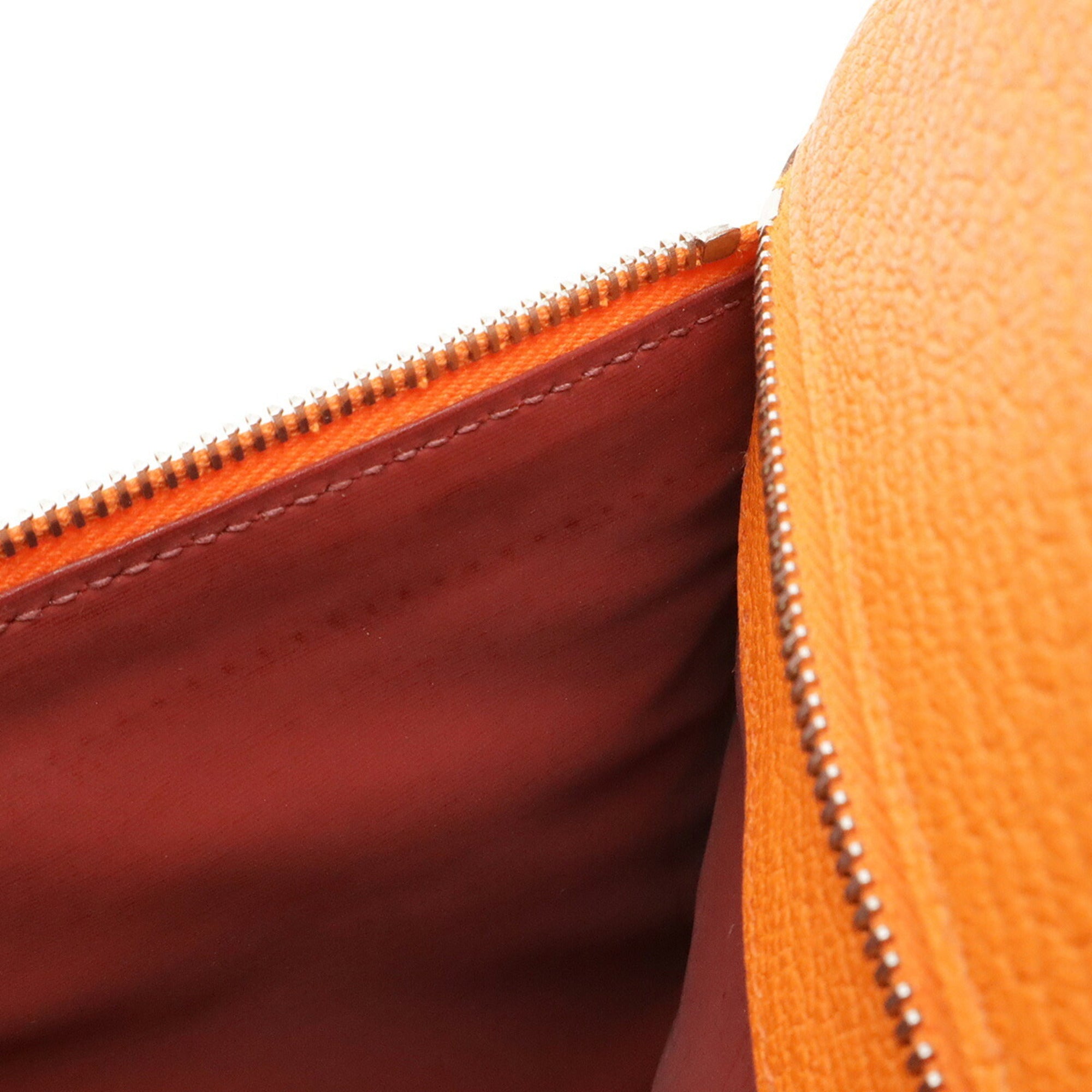 Hermes Orange Leather Clutch Bag Pouch (Pre-Owned)