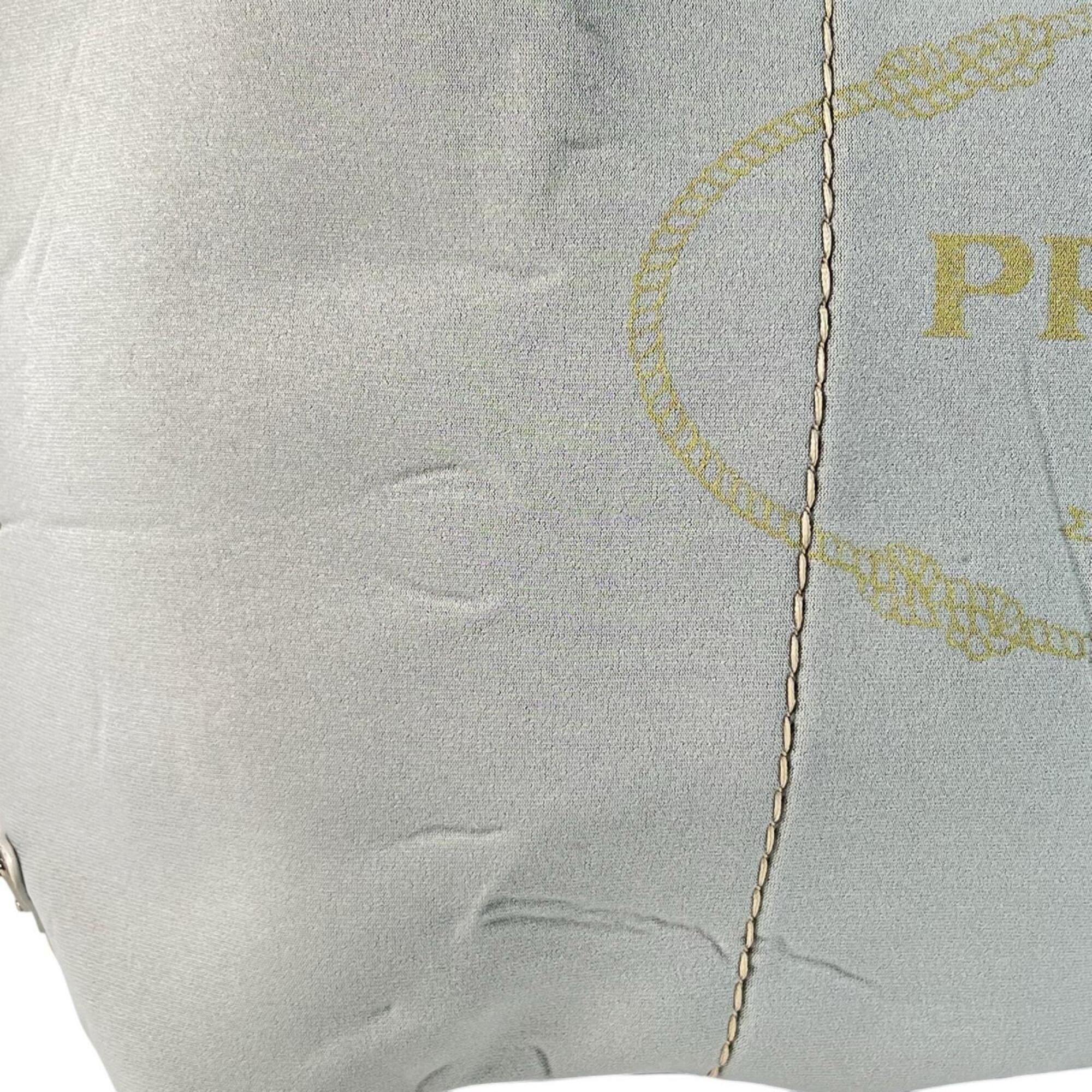 Prada Gray Leather Neoprene Tote Bag (Pre-Owned)