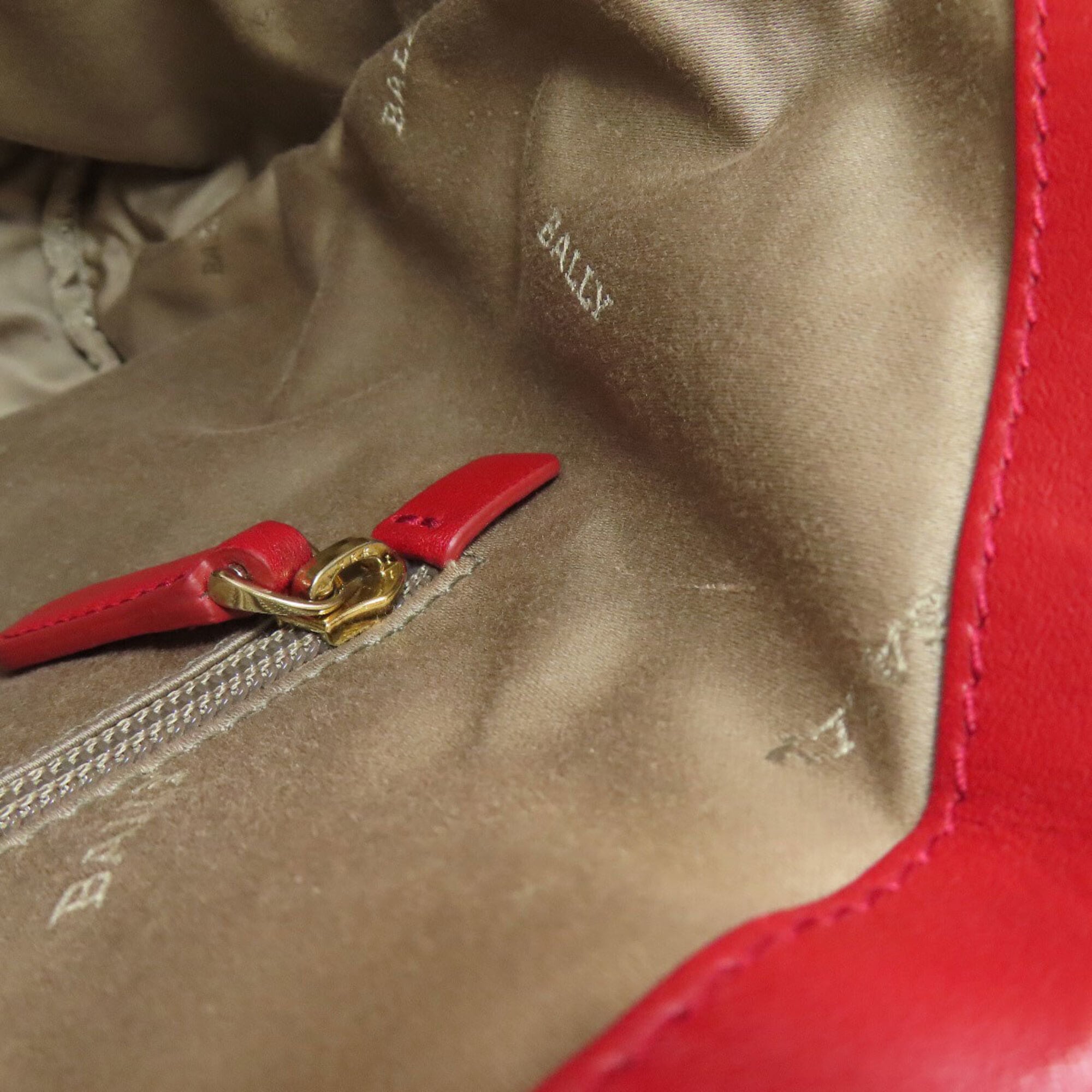 Bally Red Color Leather Tote Bag (Pre-Owned)