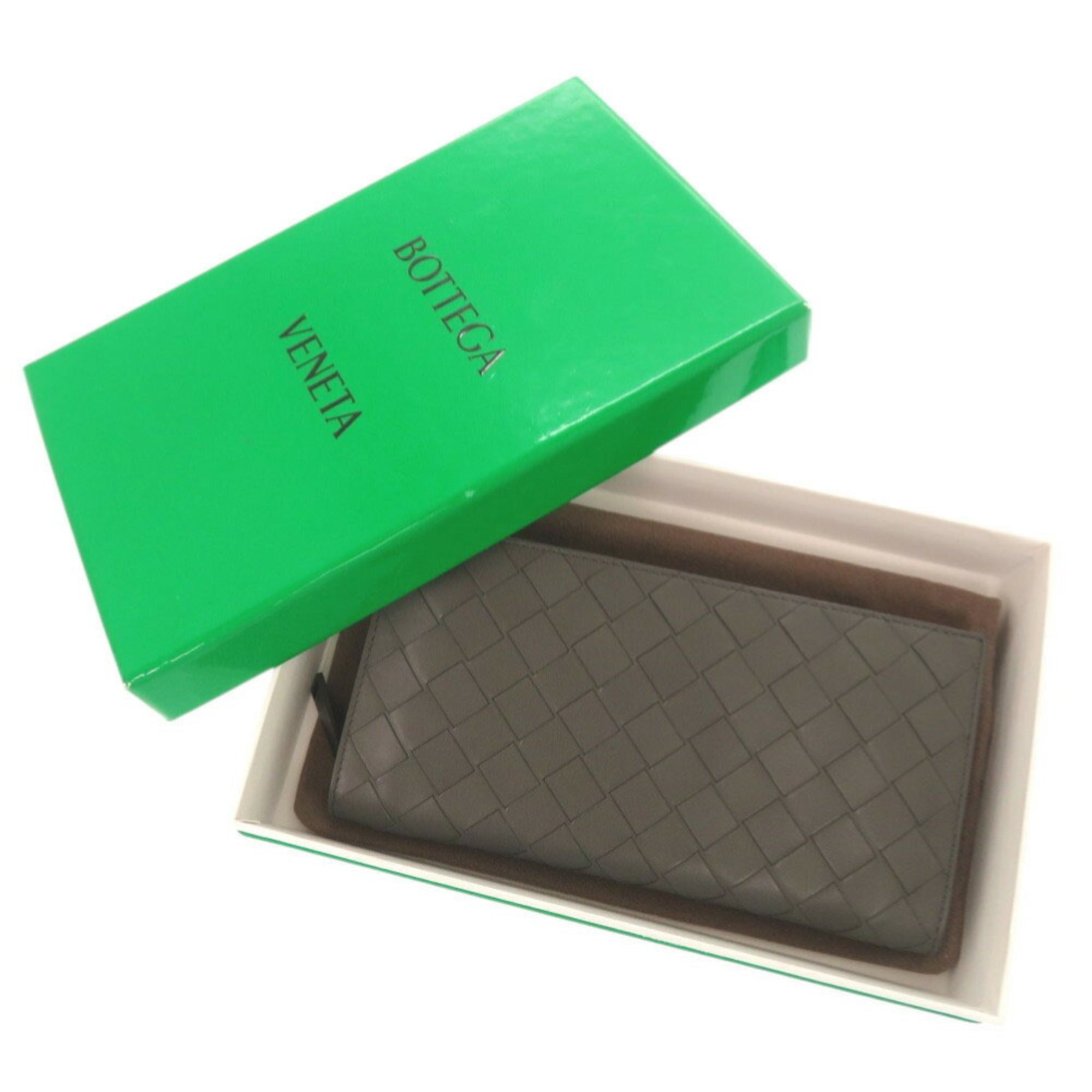 Bottega Veneta Gray Intrecciato Long Wallet (Bi-Fold) (Pre-Owned)
