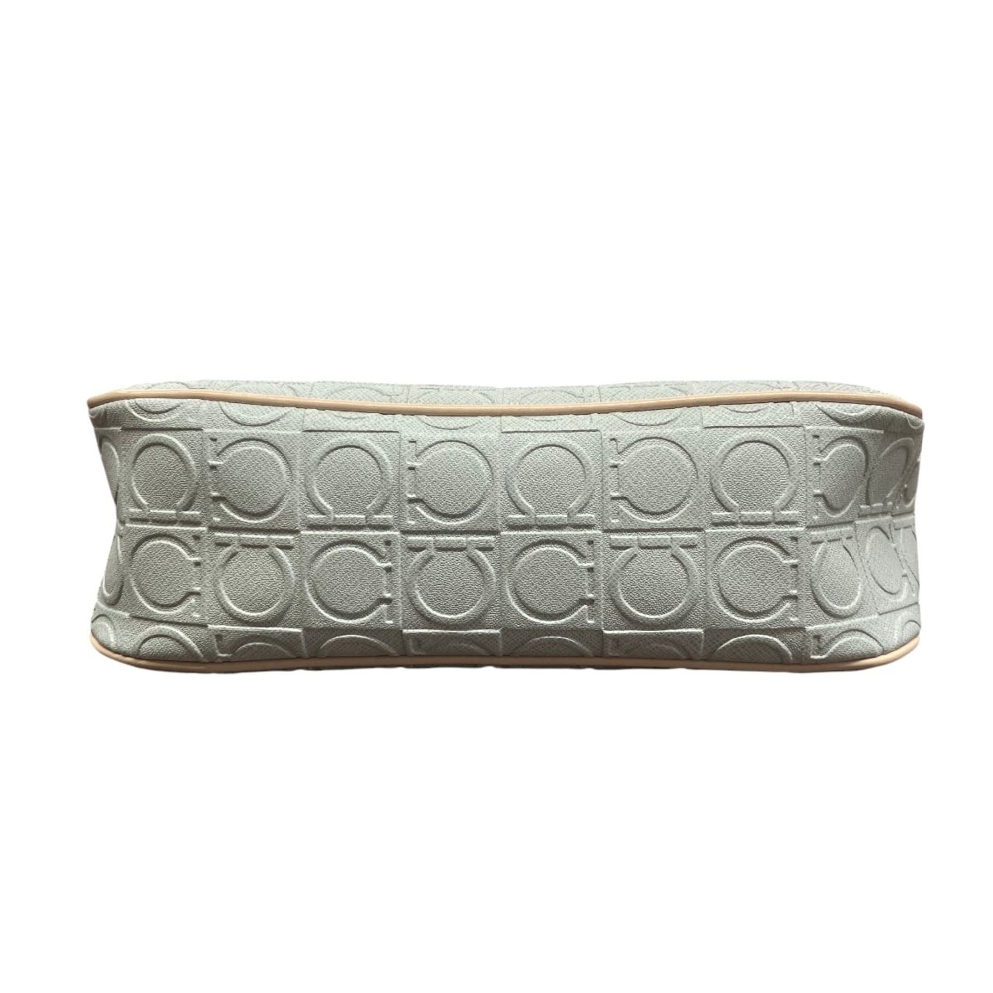 Salvatore Ferragamo Gray Leather Pvc Shoulder Bag (Pre-Owned)
