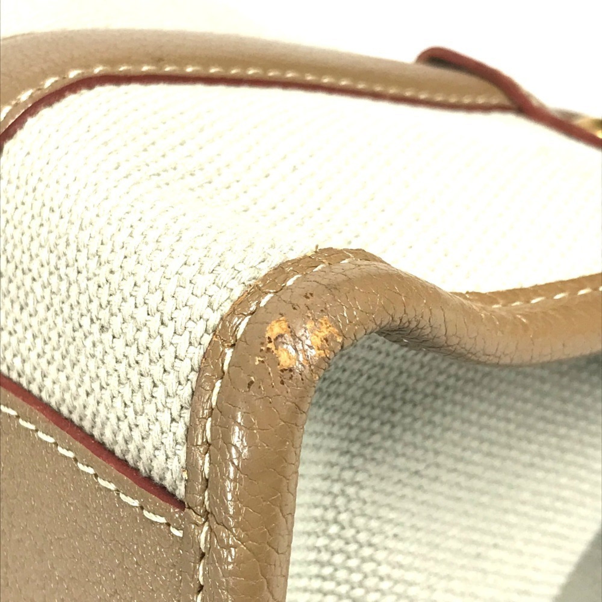 Louis Vuitton Beige Leather Canvas Handbag Tote Bag (Pre-Owned)