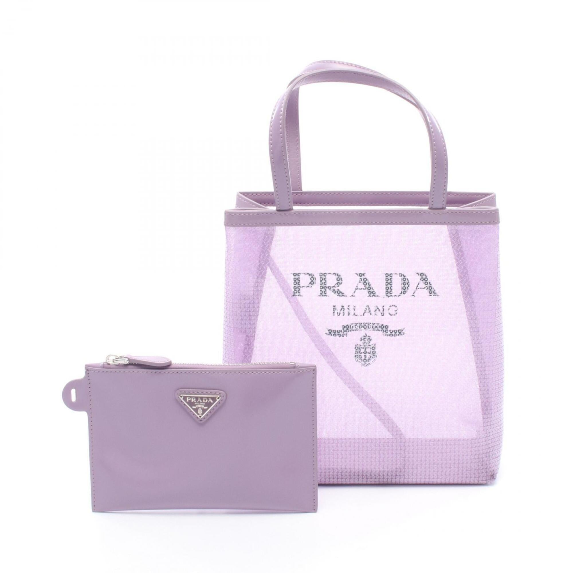 Prada Purple Leather Mesh Handbag Tote Bag (Pre-Owned)