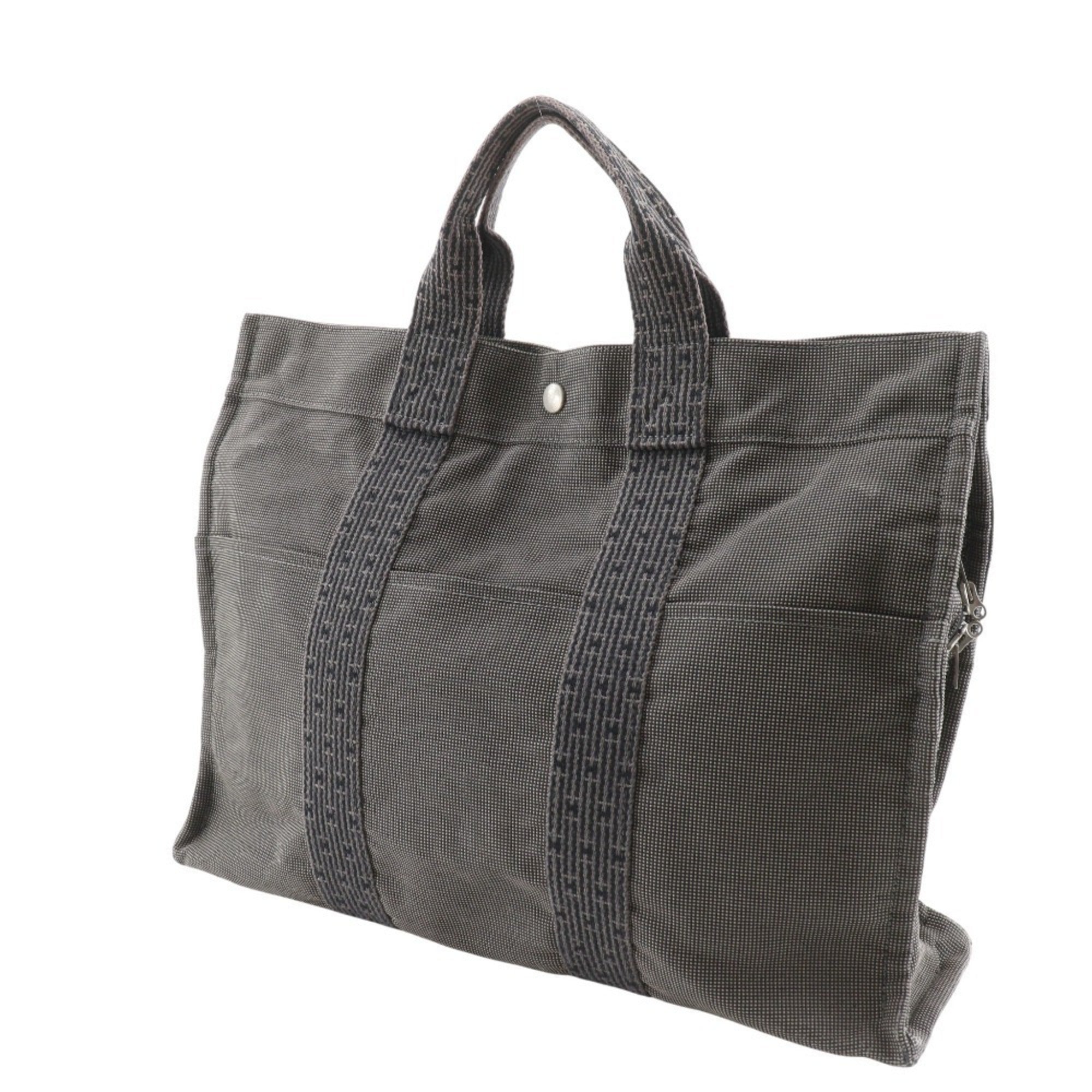 Hermes Gray Nylon Canvas Handbag Tote Bag (Pre-Owned)
