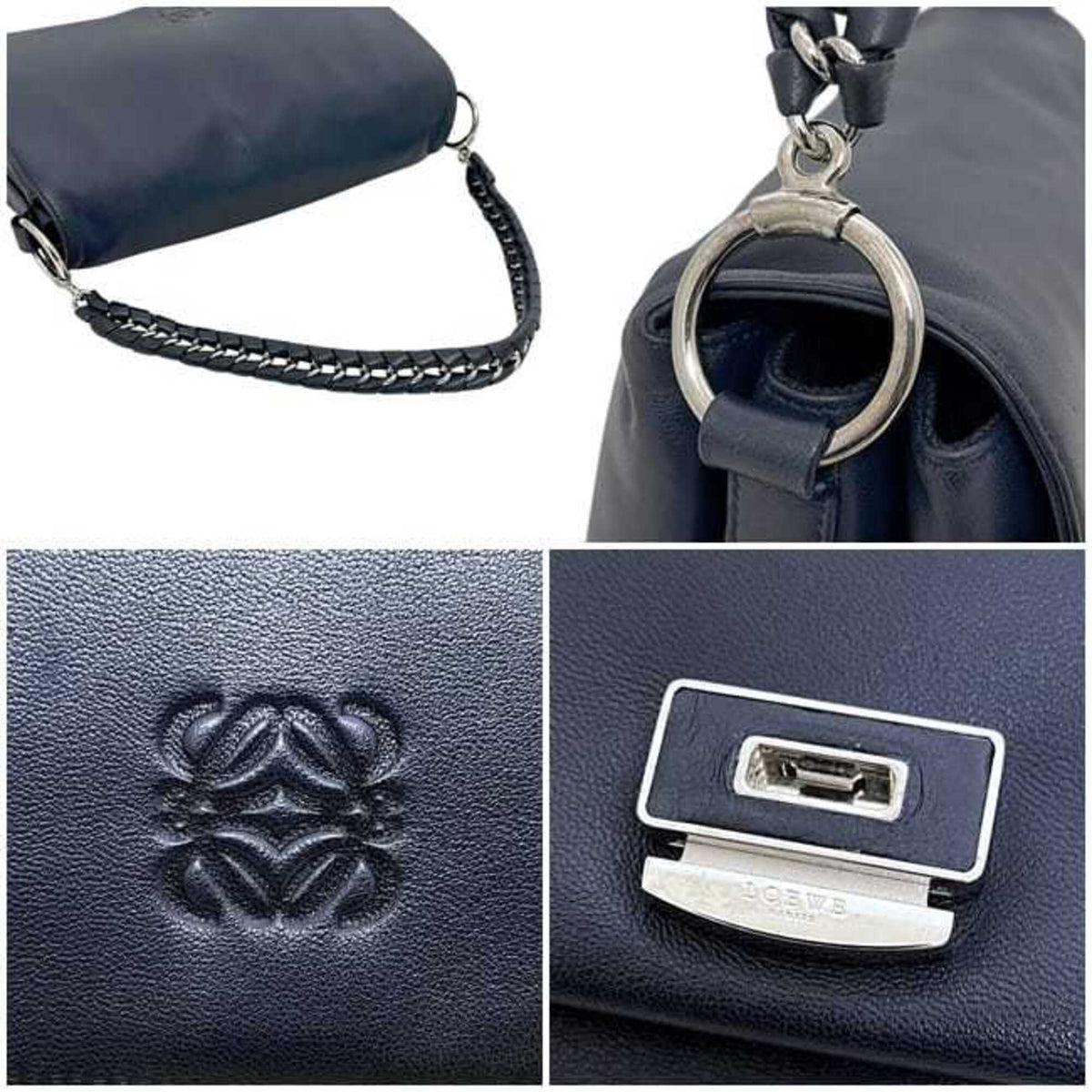 Loewe Navy Nappa Leather Leather Shoulder Bag (Pre-Owned)