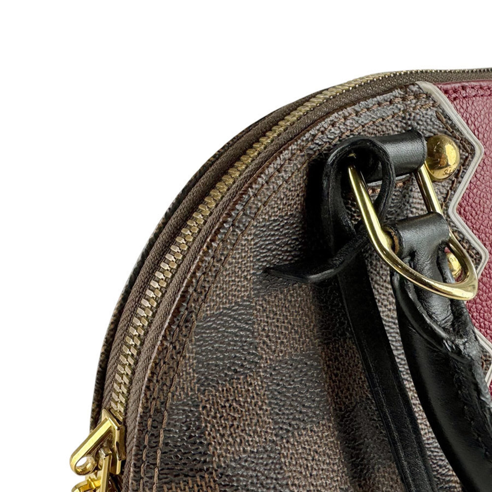 Louis Vuitton Black Brown Red Color Damier Canvas Handbag Shoulder Bag (Pre-Owned)