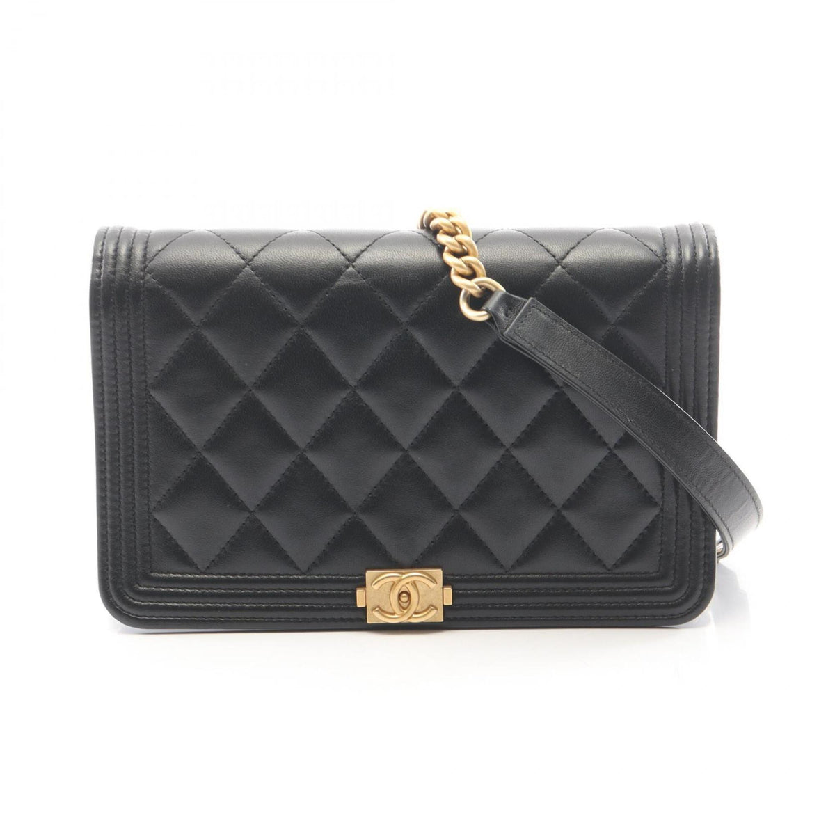 Chanel Black Leather Handbag Shoulder Bag (Pre-Owned)