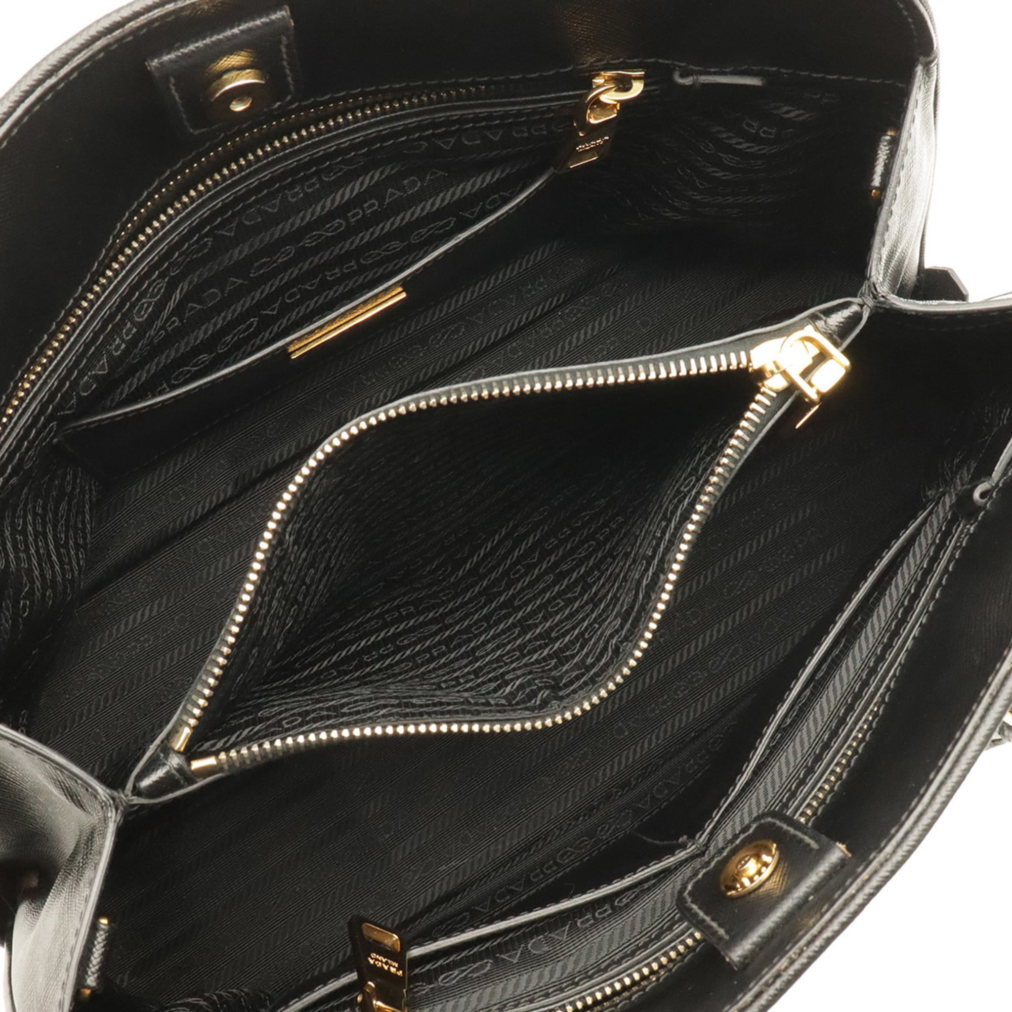 Prada Saffiano Black Nero Leather Handbag Shoulder Bag Tote Bag (Pre-Owned)