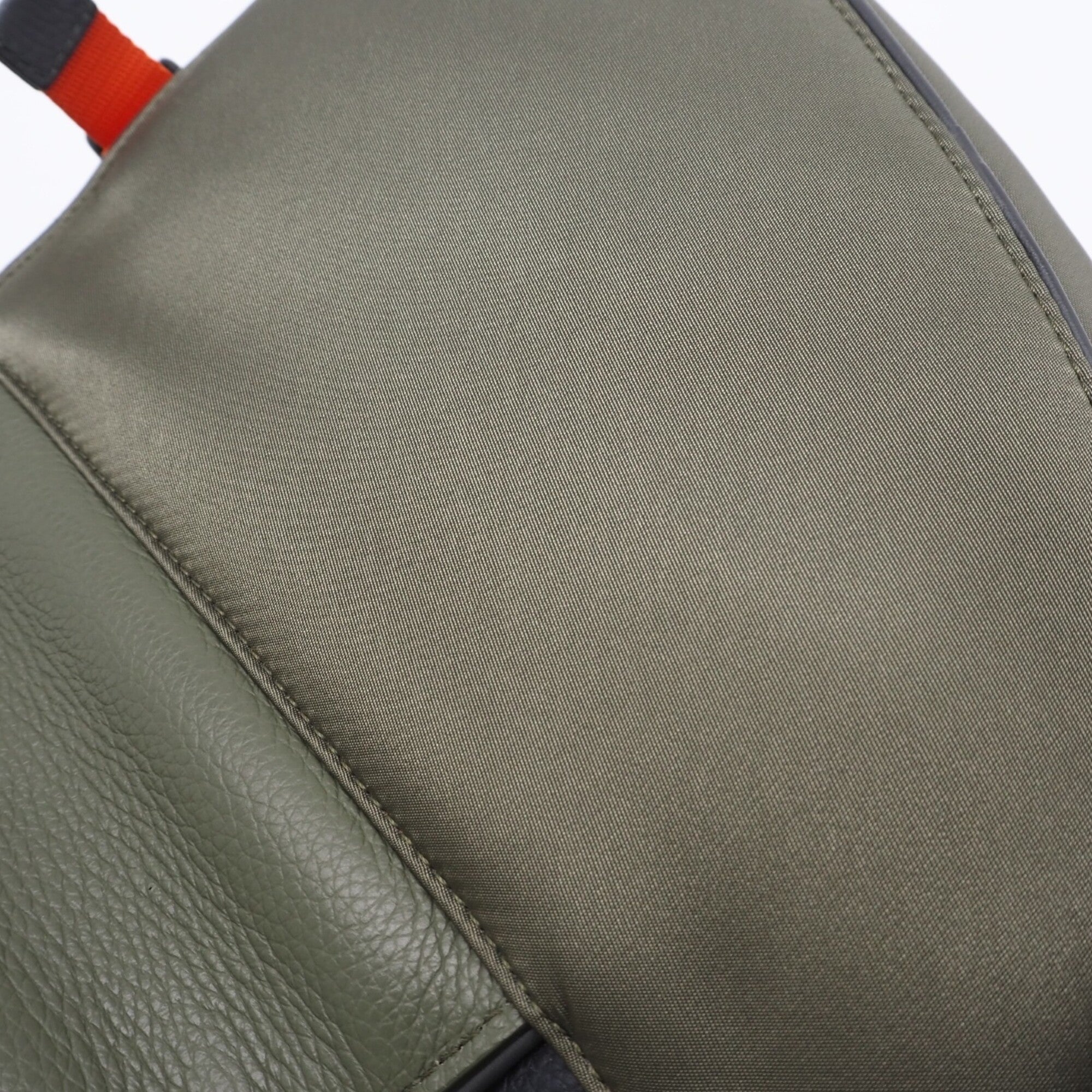 Christian Dior Black Khaki Orange Nylon Leather Saddle Bag (Pre-Owned)