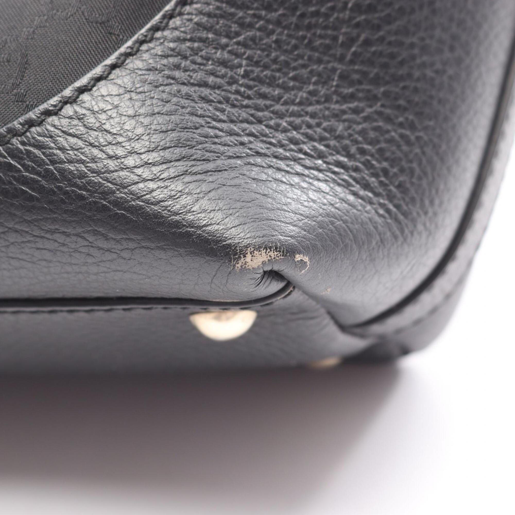 Gucci Black Nylon Leather Handbag Tote Bag (Pre-Owned)