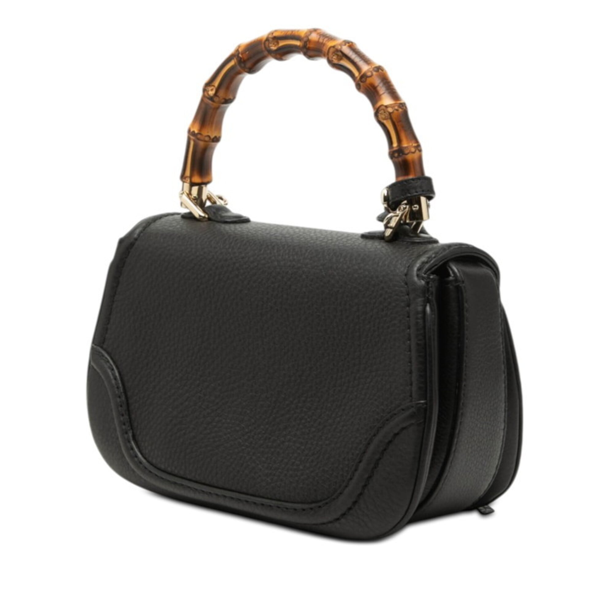 Gucci Black Leather Handbag Shoulder Bag (Pre-Owned)