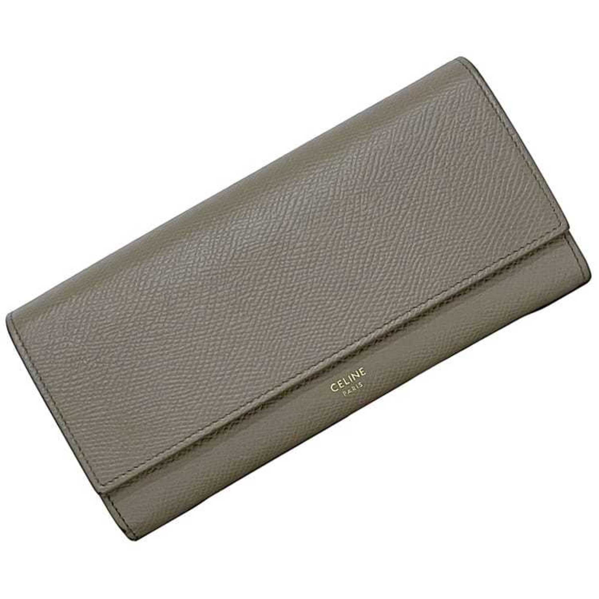 Celine Grayish Leather Long Wallet (Bi-Fold) (Pre-Owned)