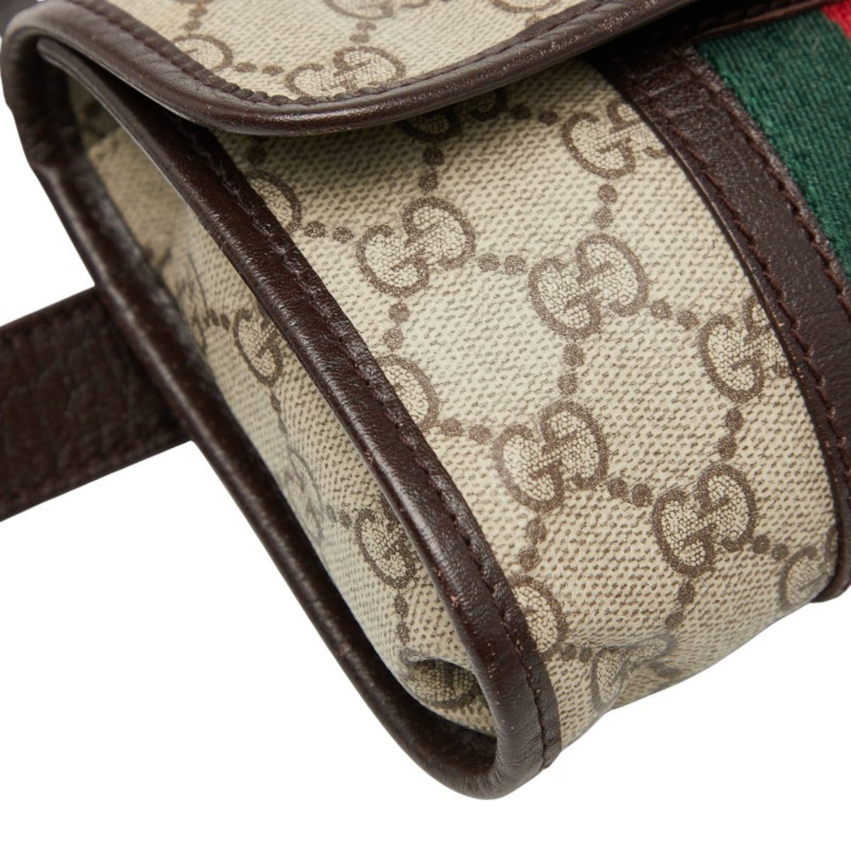Gucci Sherry Line Beige Multi-Color Pvc Leather Sling Bag (Pre-Owned)
