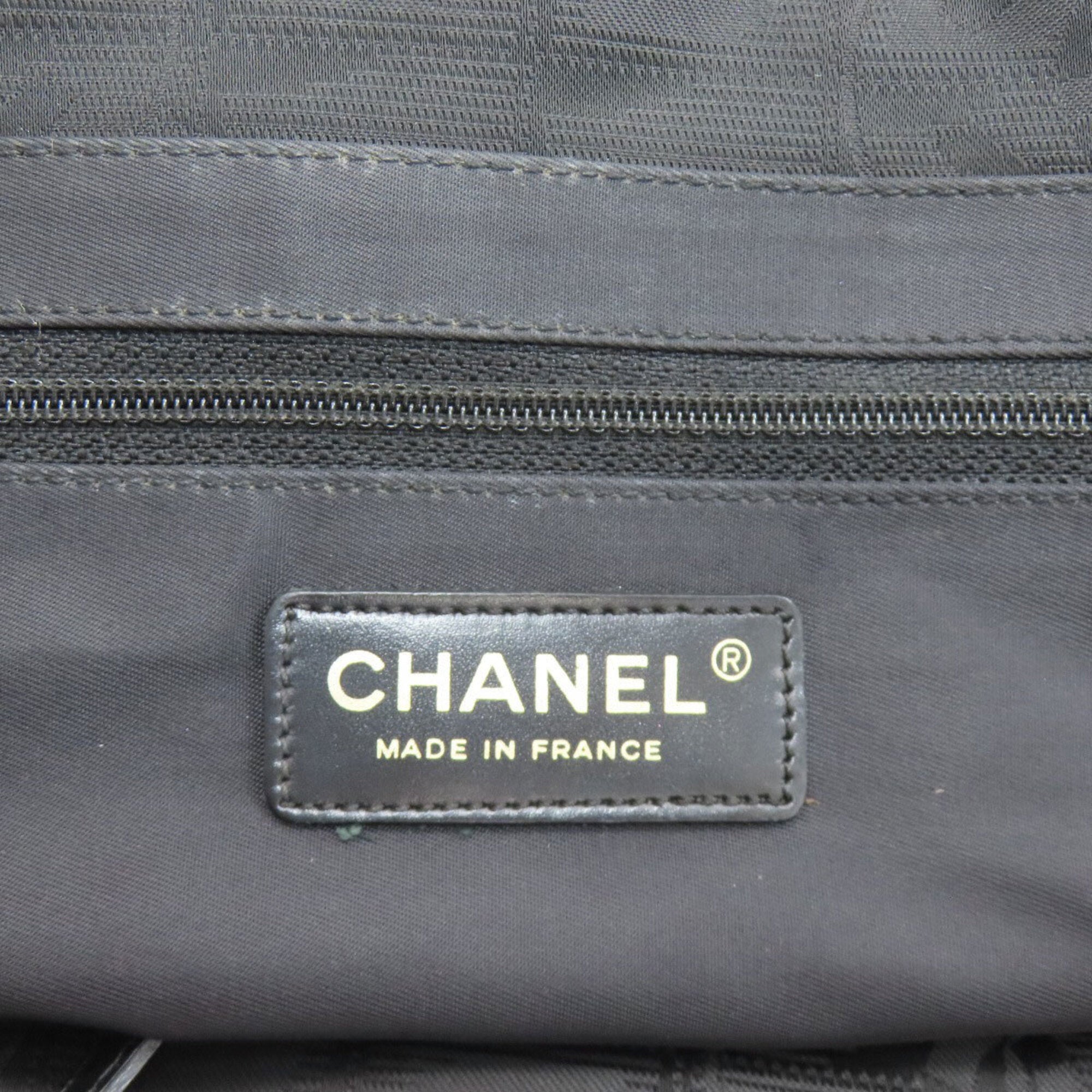 Chanel New Travel Line Black Nylon Jacquard Tote Bag (Pre-Owned)