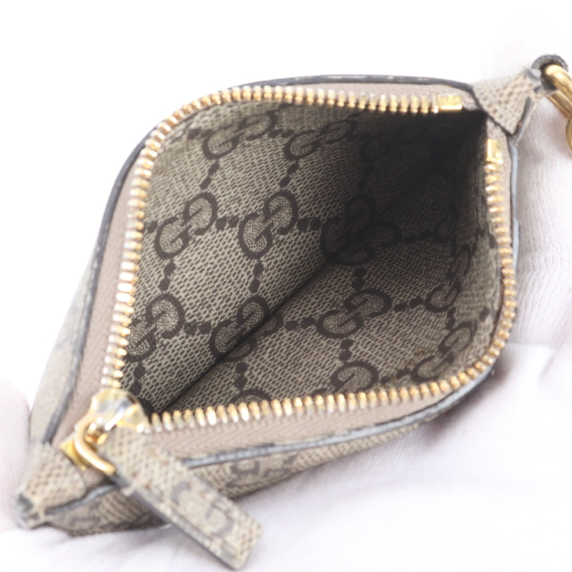 Gucci Beige Leather Coated Canvas Coin Purse/Coin Case (Pre-Owned)