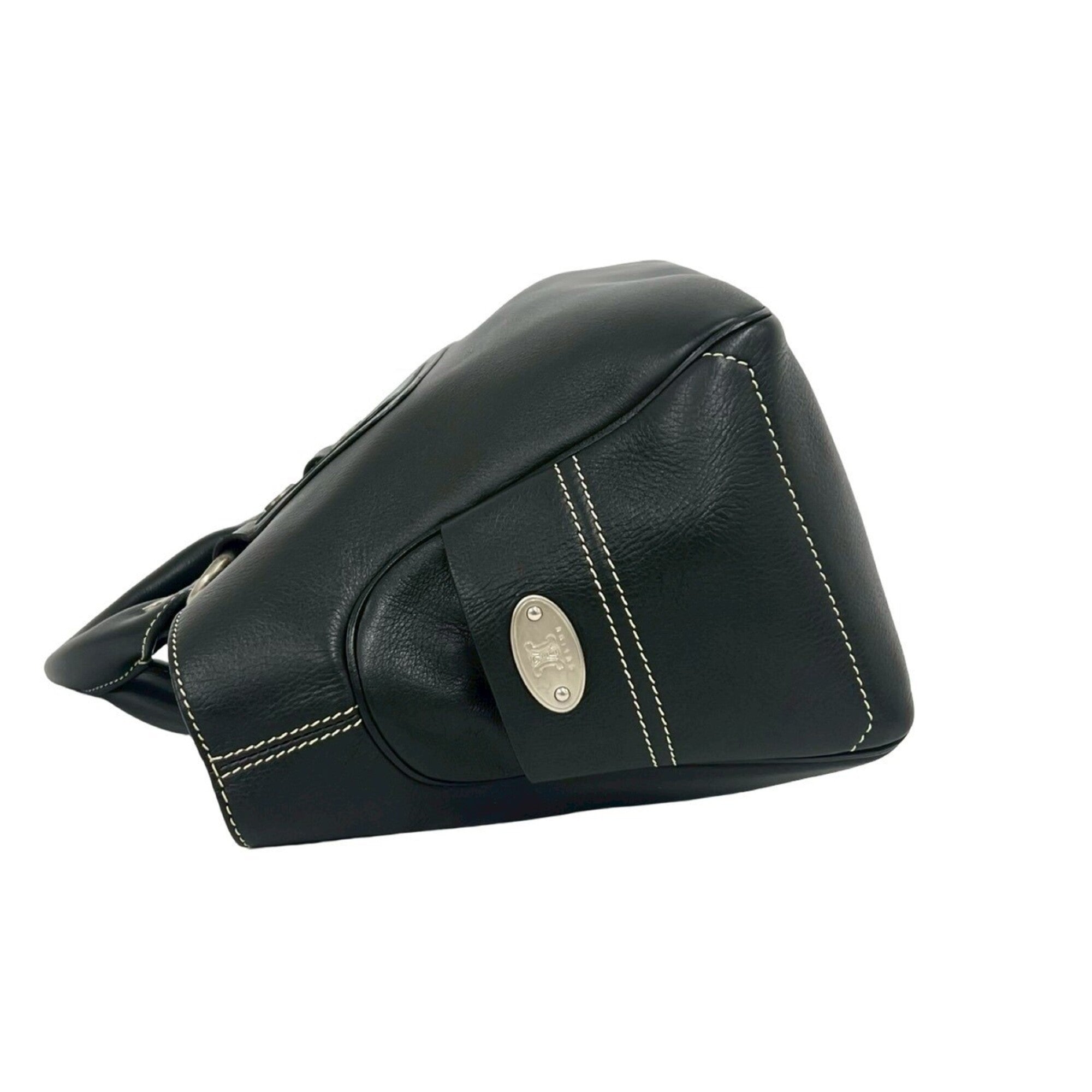 Celine Black Leather Boston Bag Handbag Tote Bag (Pre-Owned)