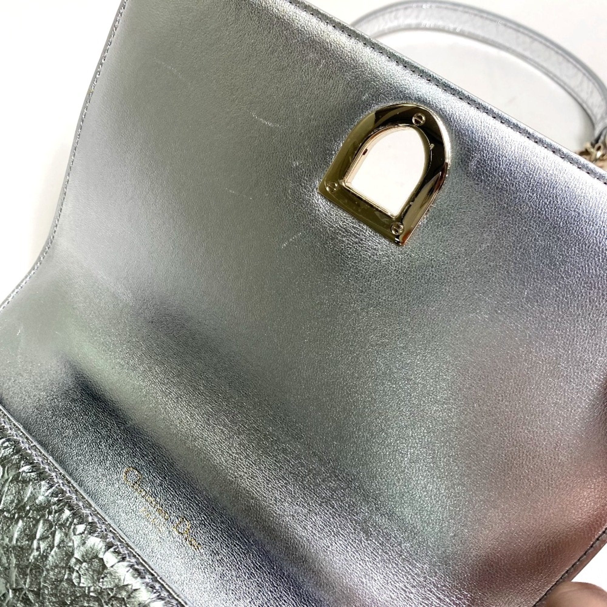 Christian Dior Silver Leather Shoulder Bag (Pre-Owned)