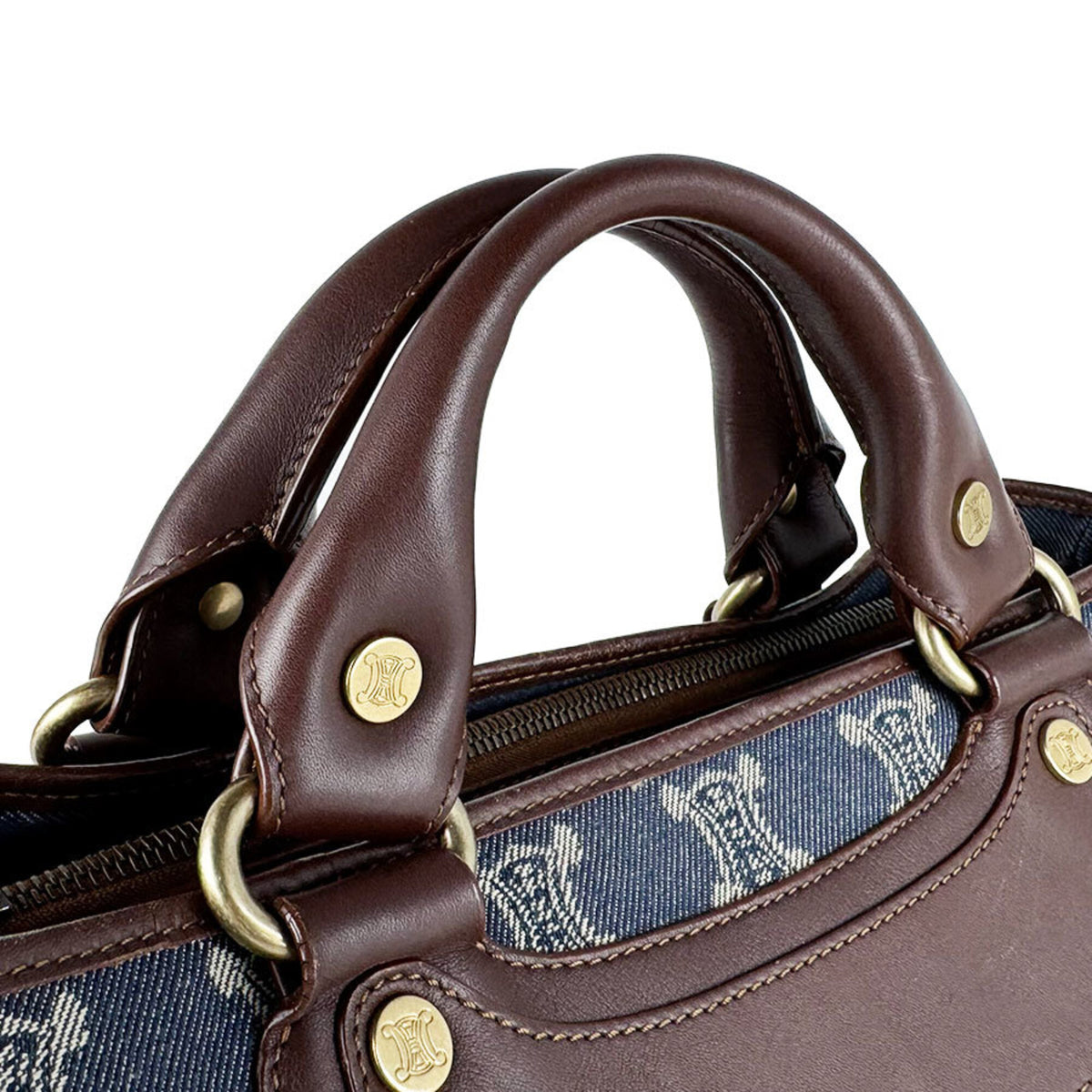 Celine Blue Brown Denim Leather Handbag (Pre-Owned)