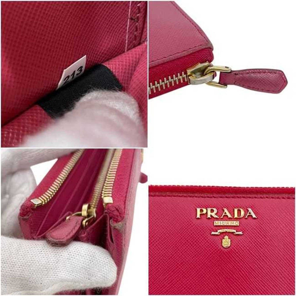 Prada Peonia Pink Leather Long Wallet (Bi-Fold) (Pre-Owned)
