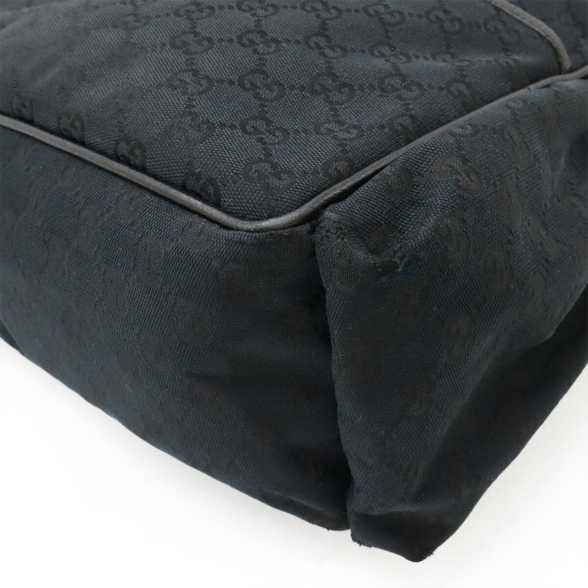 Gucci Black Gg Canvas Leather Shoulder Bag (Pre-Owned)