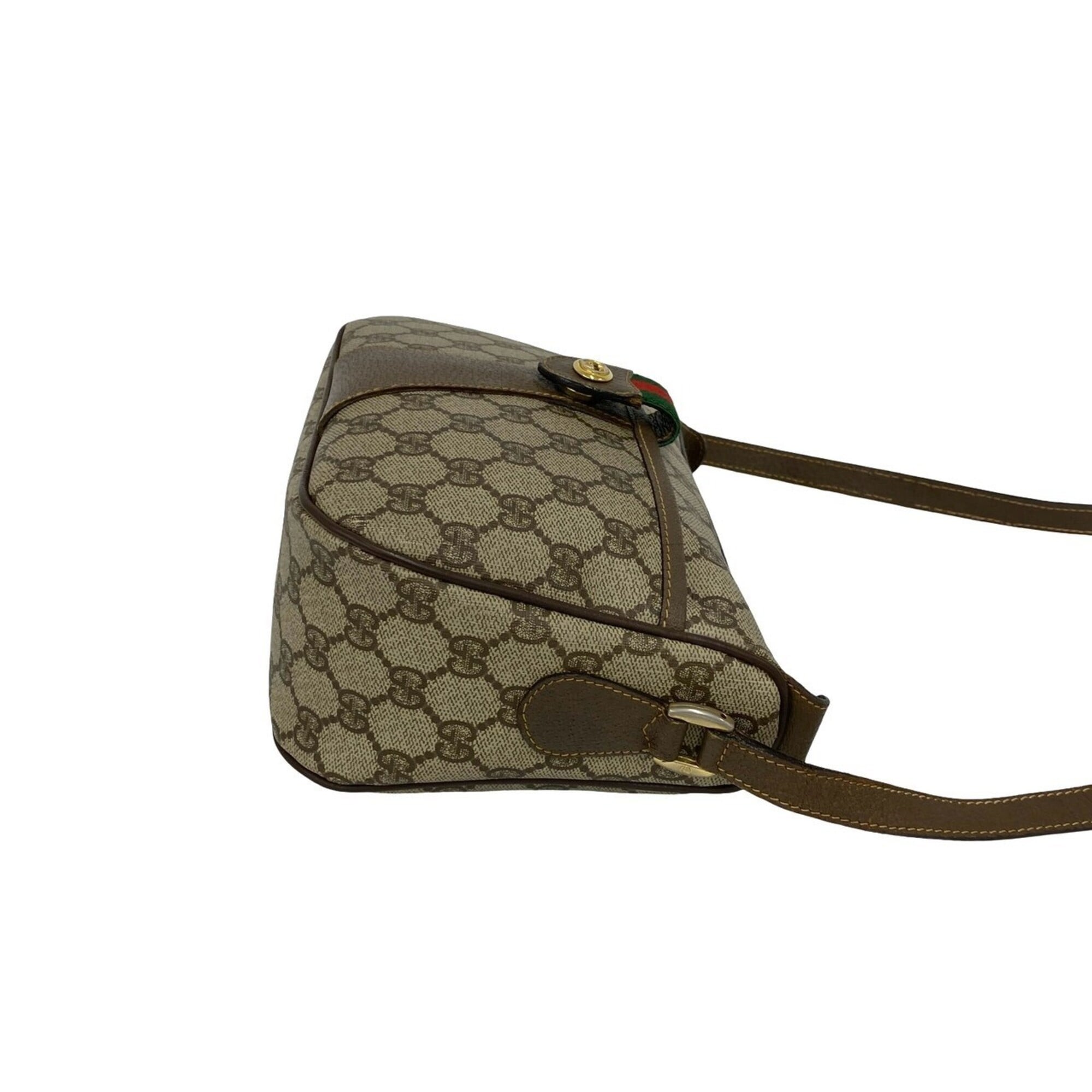 Gucci Brown Green Red Color Leather Pvc Pochette Shoulder Bag (Pre-Owned)