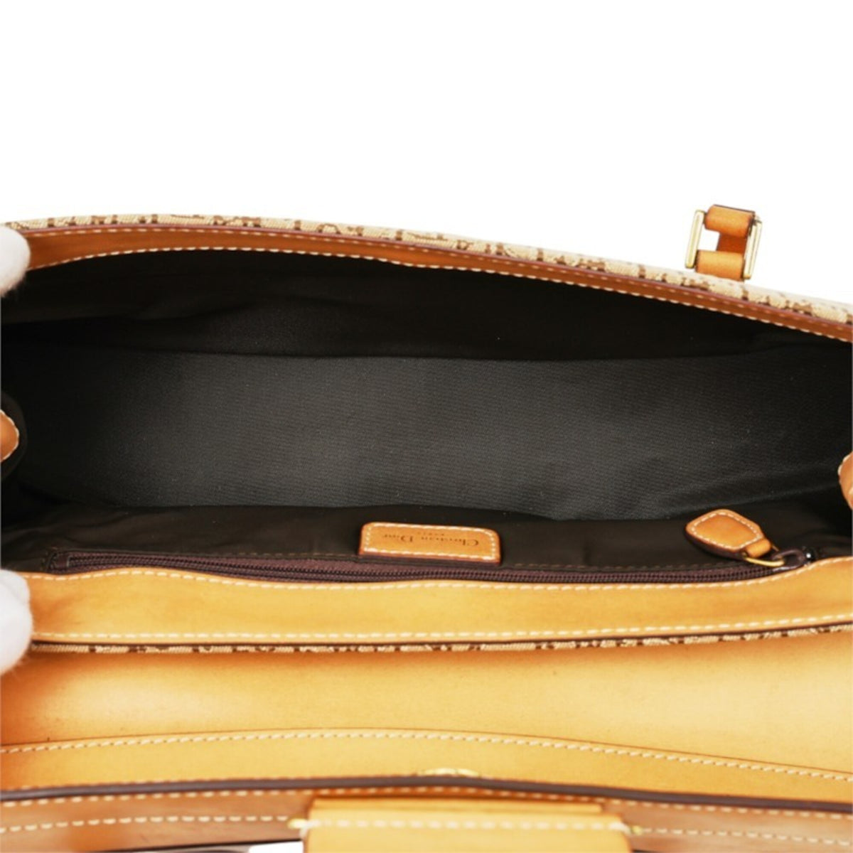Christian Dior Trotter Beige Brown Canvas Leather Handbag Shoulder Bag (Pre-Owned)