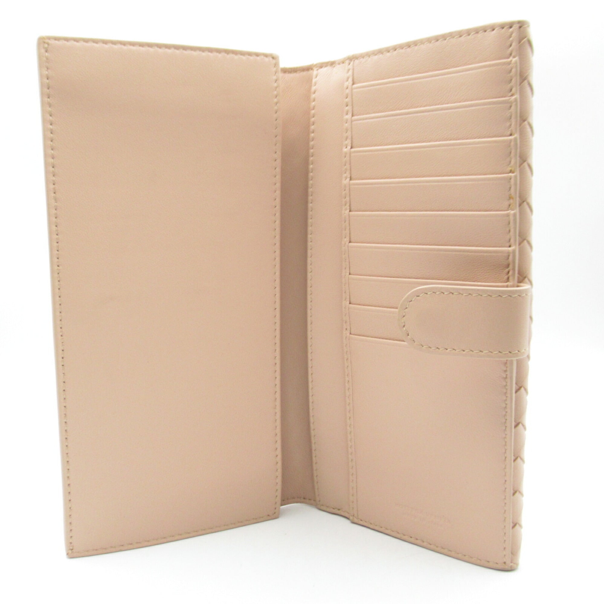 Bottega Veneta Pink Beige Leather Long Wallet (Bi-Fold) (Pre-Owned)