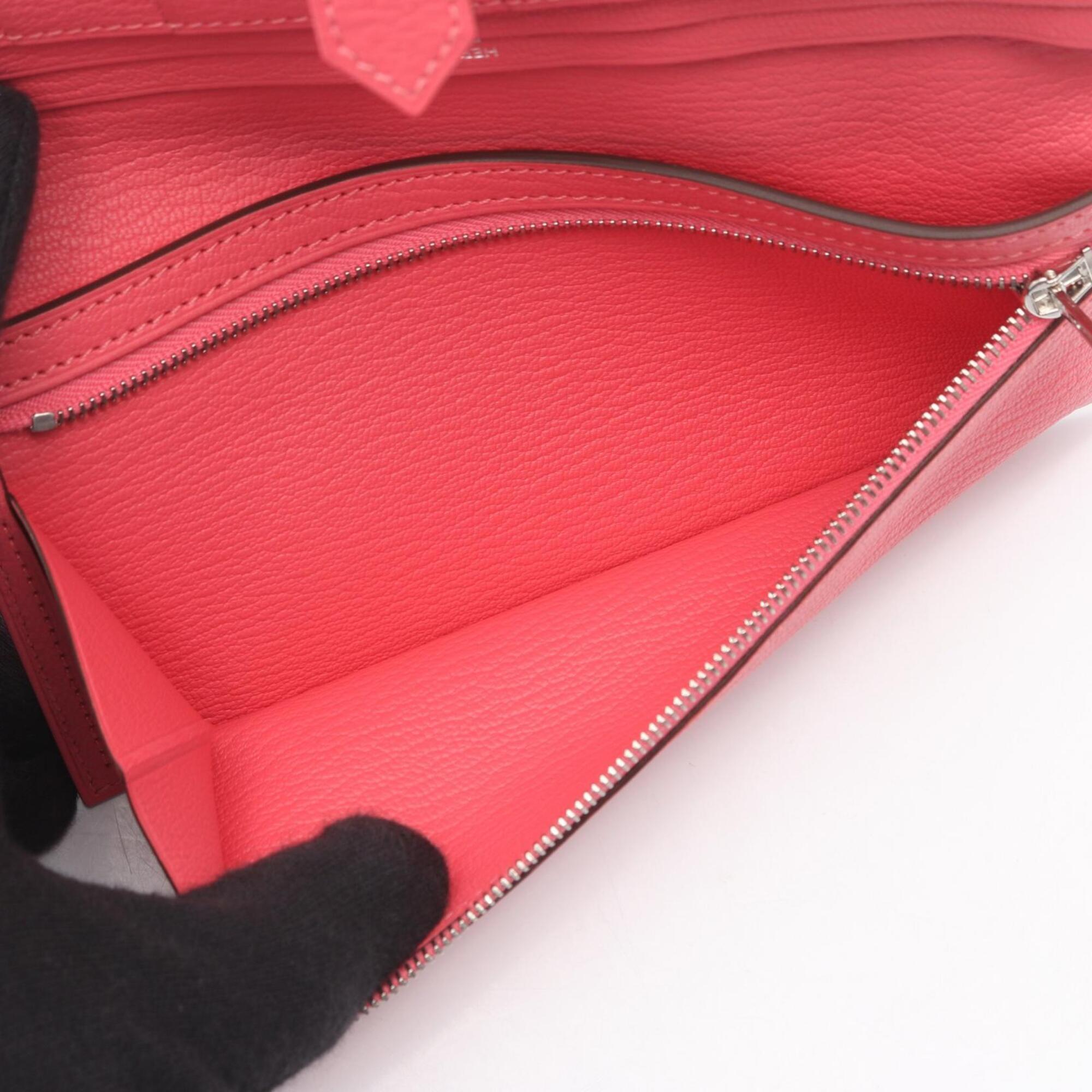 Hermes Pink Chevre Leather Long Wallet (Bi-Fold) (Pre-Owned)