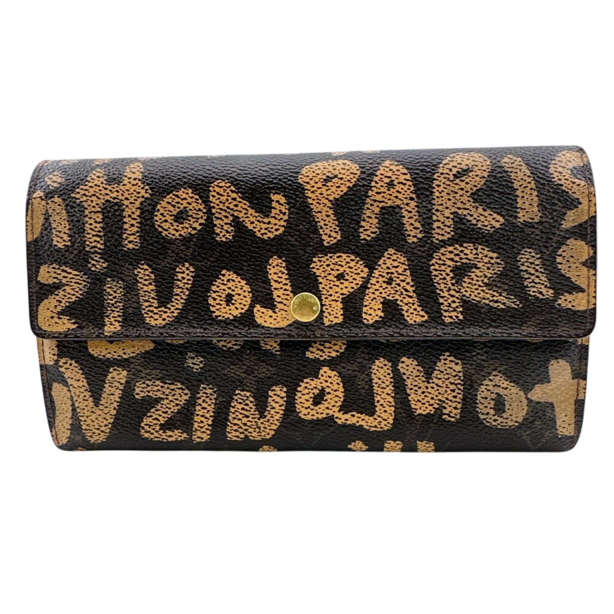 Louis Vuitton Brown Leather Long Wallet (Tri-Fold) (Pre-Owned)