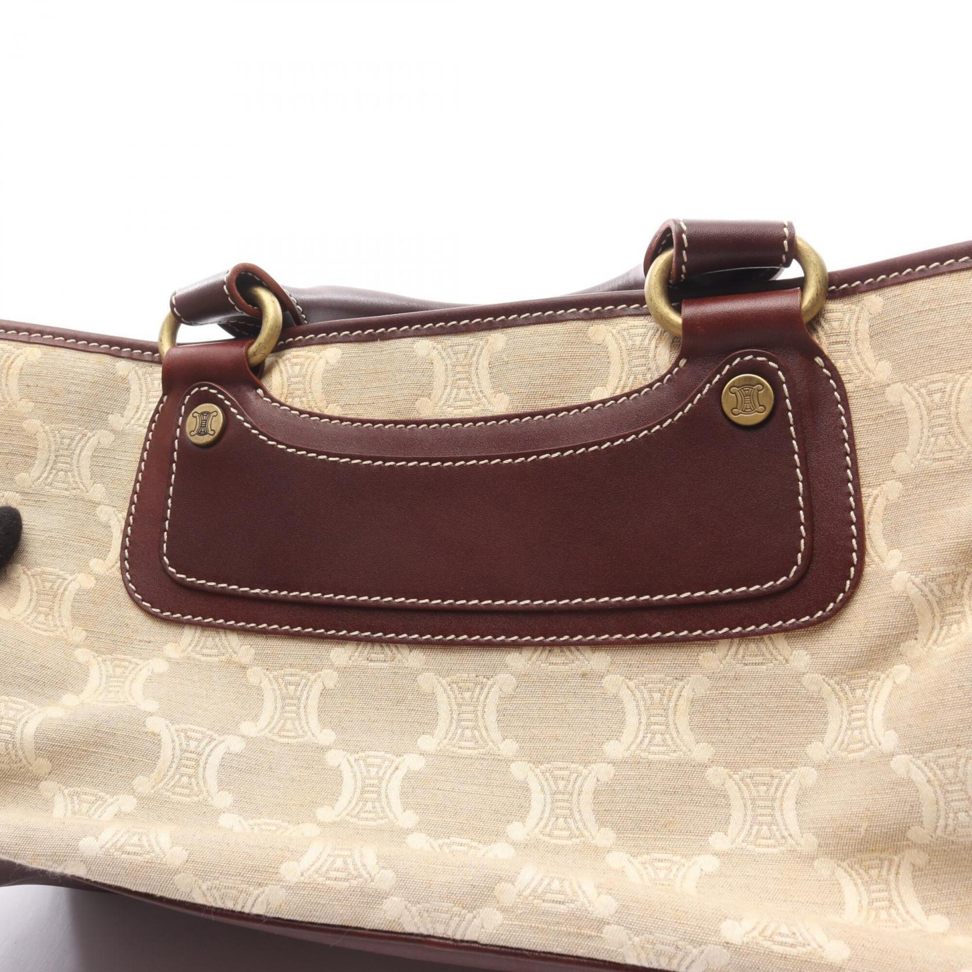 Celine Beige Brown Canvas Leather Handbag (Pre-Owned)