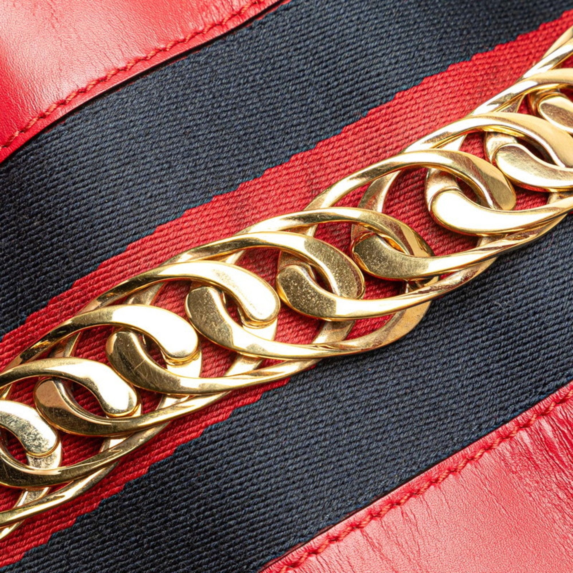 Gucci Sherry Line Red Color Leather Handbag Shoulder Bag (Pre-Owned)