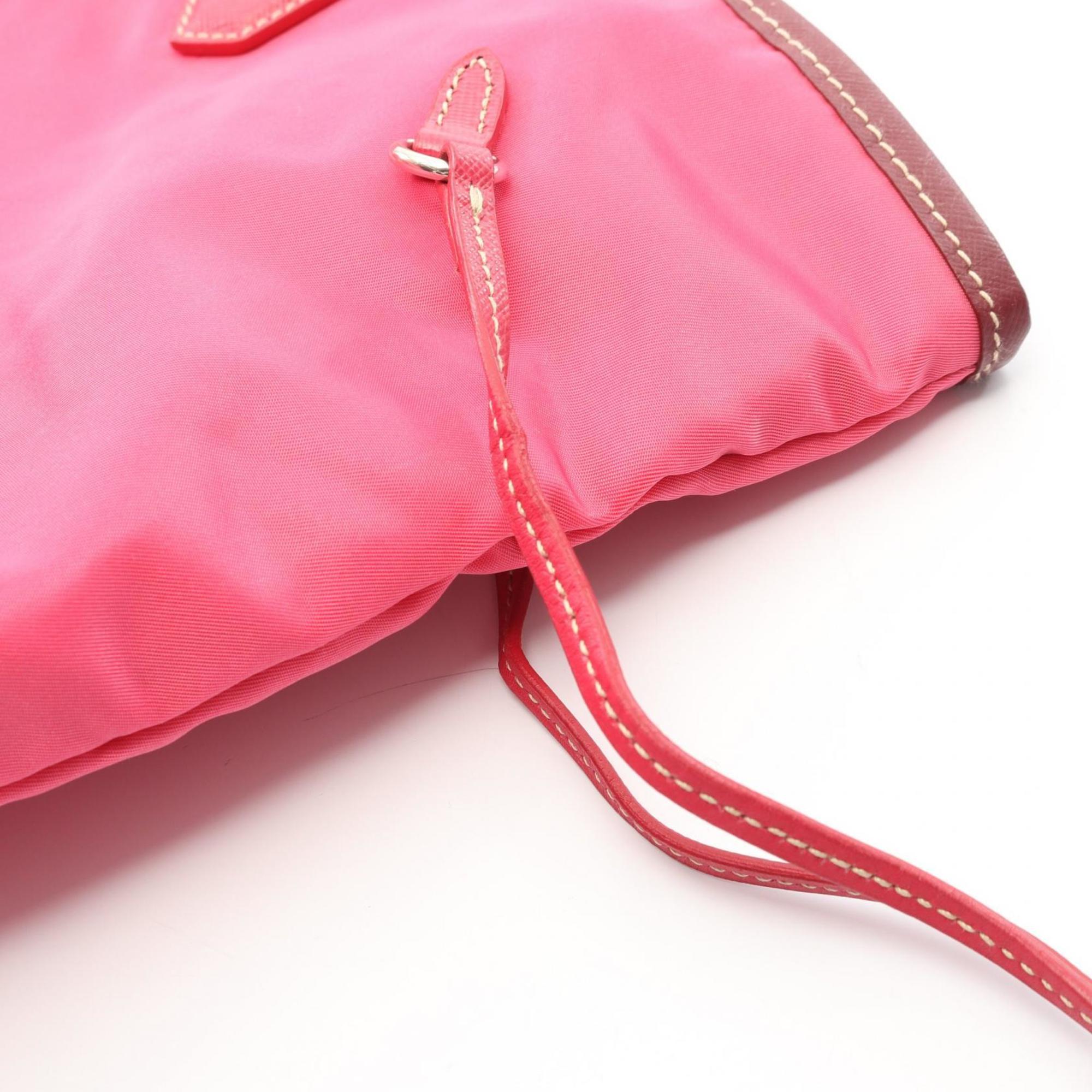 Prada Pink Nylon Leather Tote Bag (Pre-Owned)