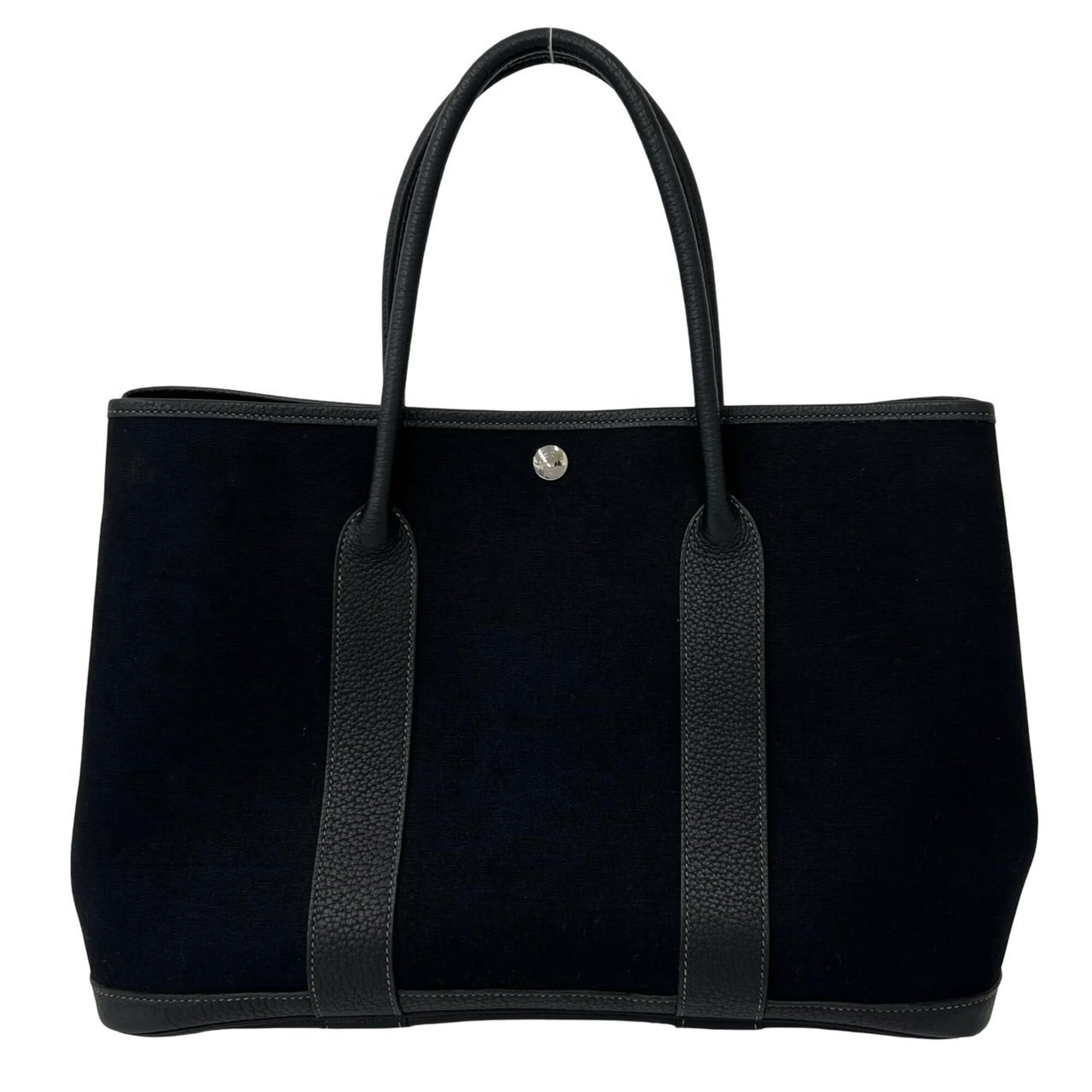 Hermes Black Toile H Buffalo Leather Shoulder Bag Tote Bag (Pre-Owned)