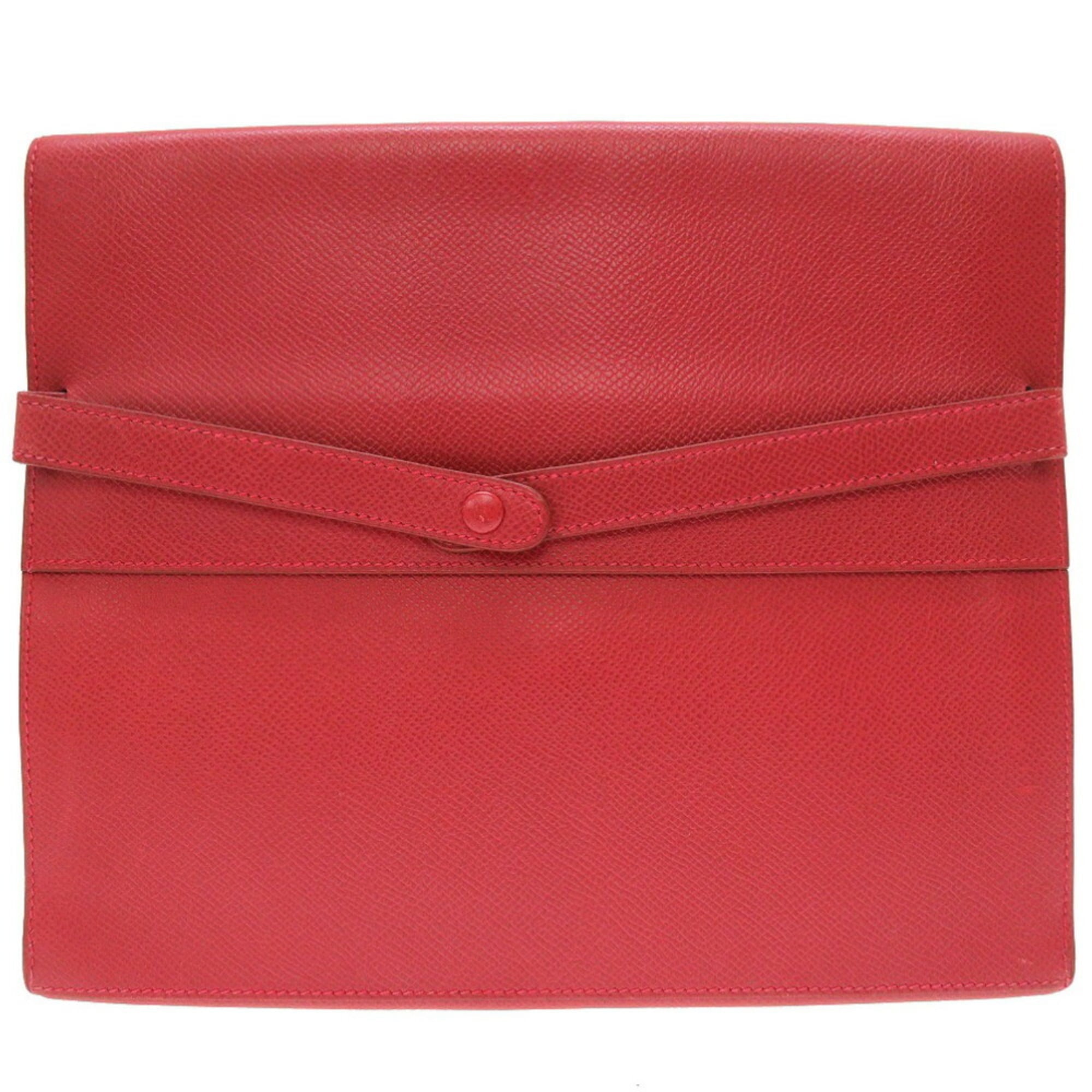 Hermes Red Color Courchevel Leather Clutch Bag (Pre-Owned)
