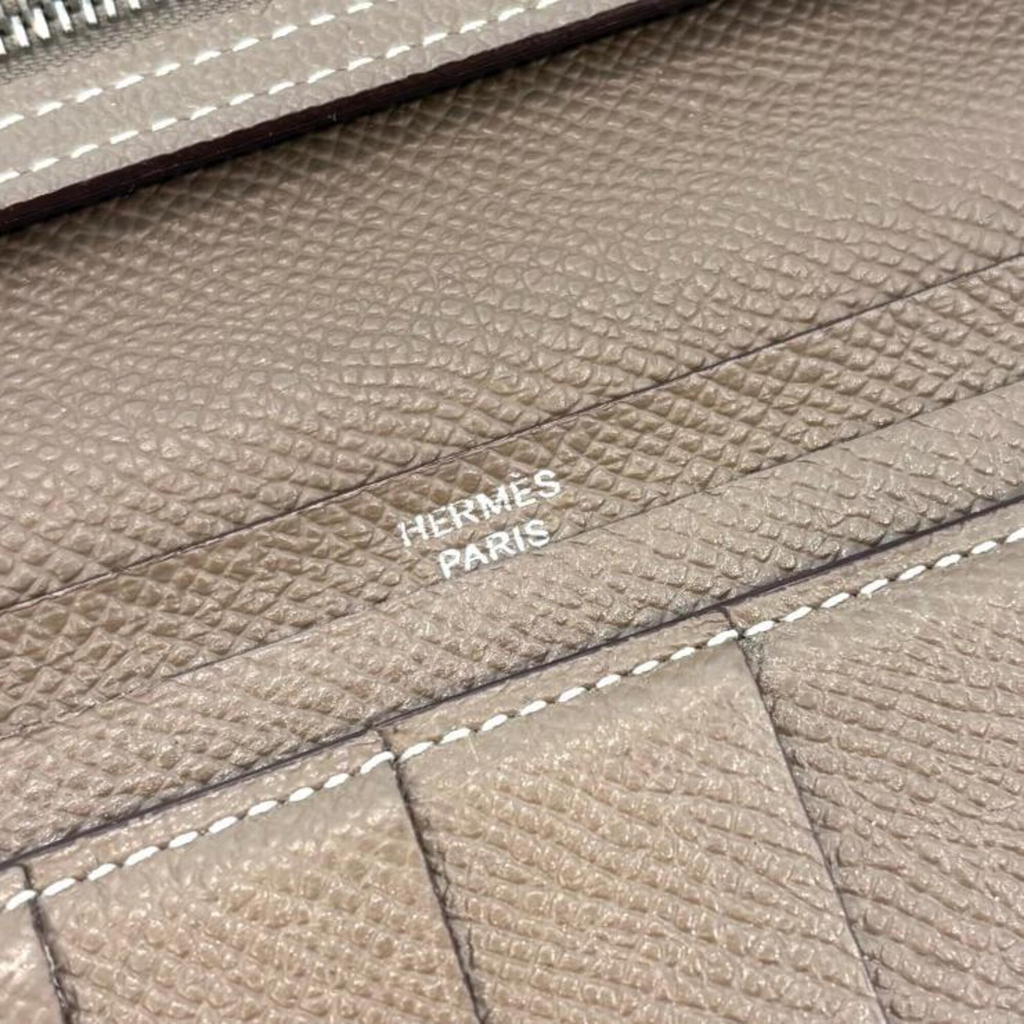 Hermes Beige Etoupe Gray Epsom Leather Long Wallet (Bi-Fold) (Pre-Owned)