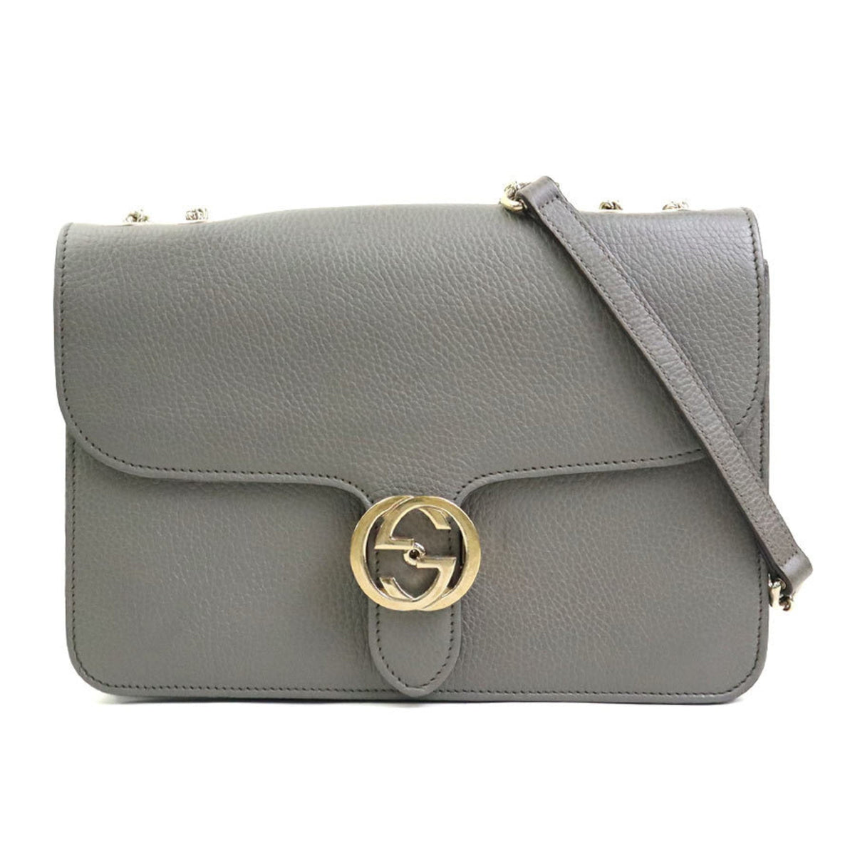 Gucci Gray Leather Shoulder Bag (Pre-Owned)
