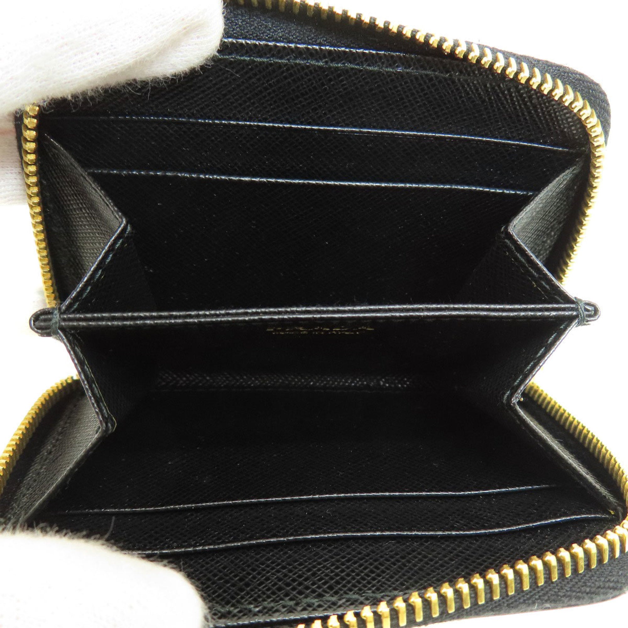 Prada Saffiano Black Leather Coin Purse/Coin Case (Pre-Owned)