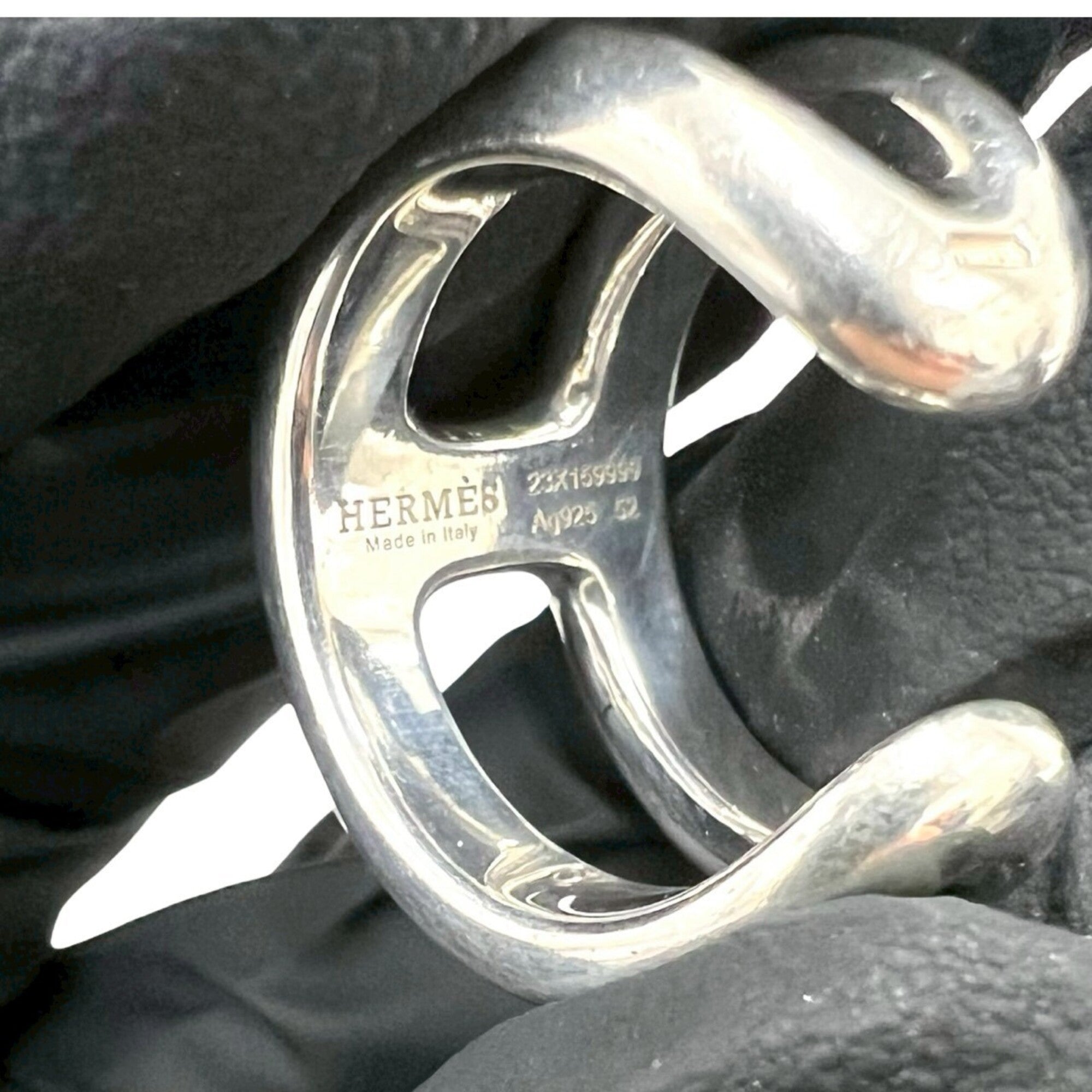 Hermes Silver Silver 925 Band Ring (Pre-Owned)