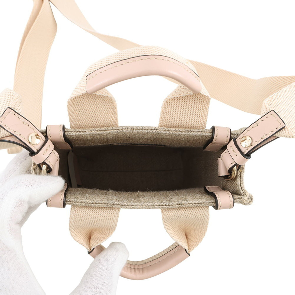 Chloé Beige Pink Canvas Leather Handbag (Pre-Owned)