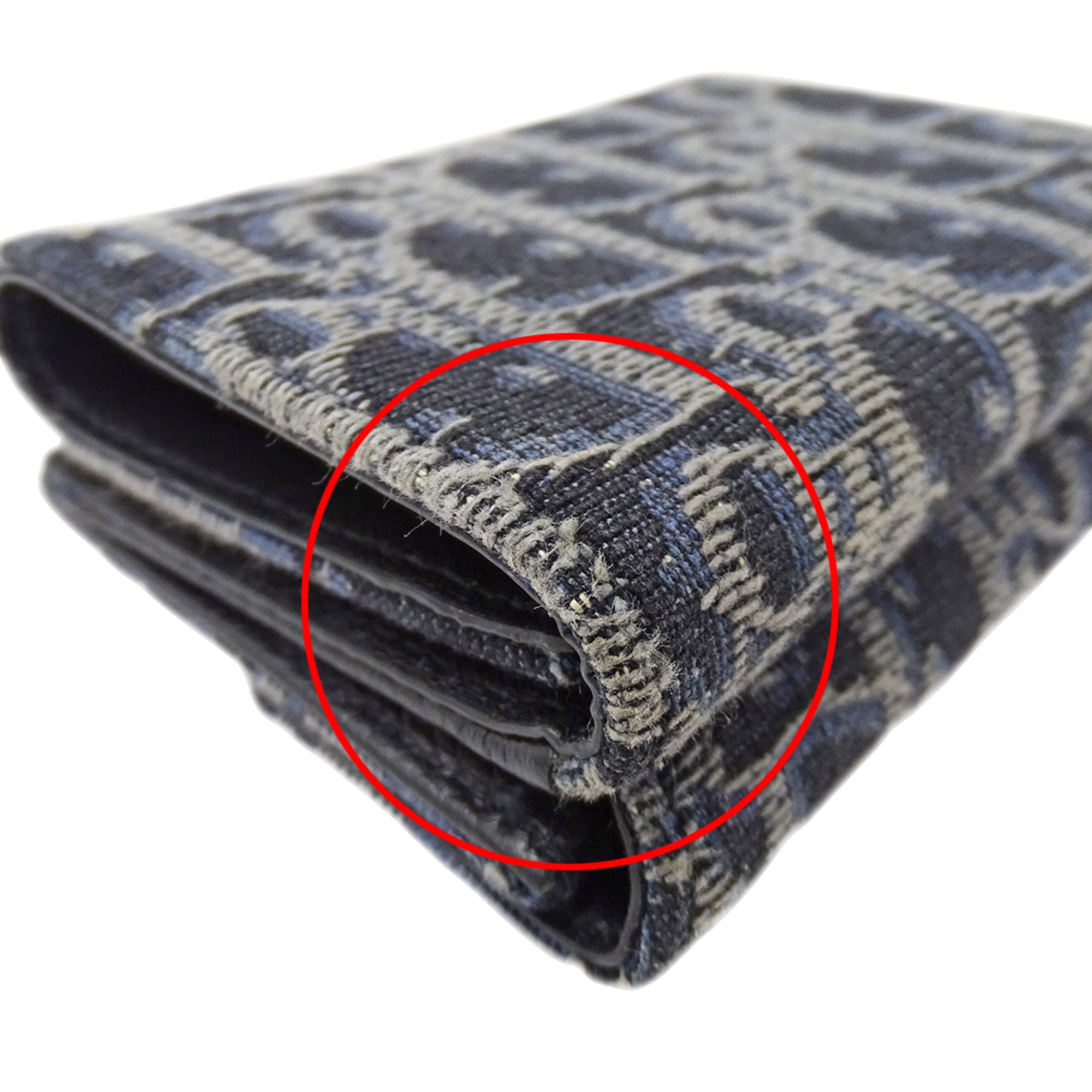 Christian Dior Navy Jacquard Wallet (Tri-Fold) (Pre-Owned)